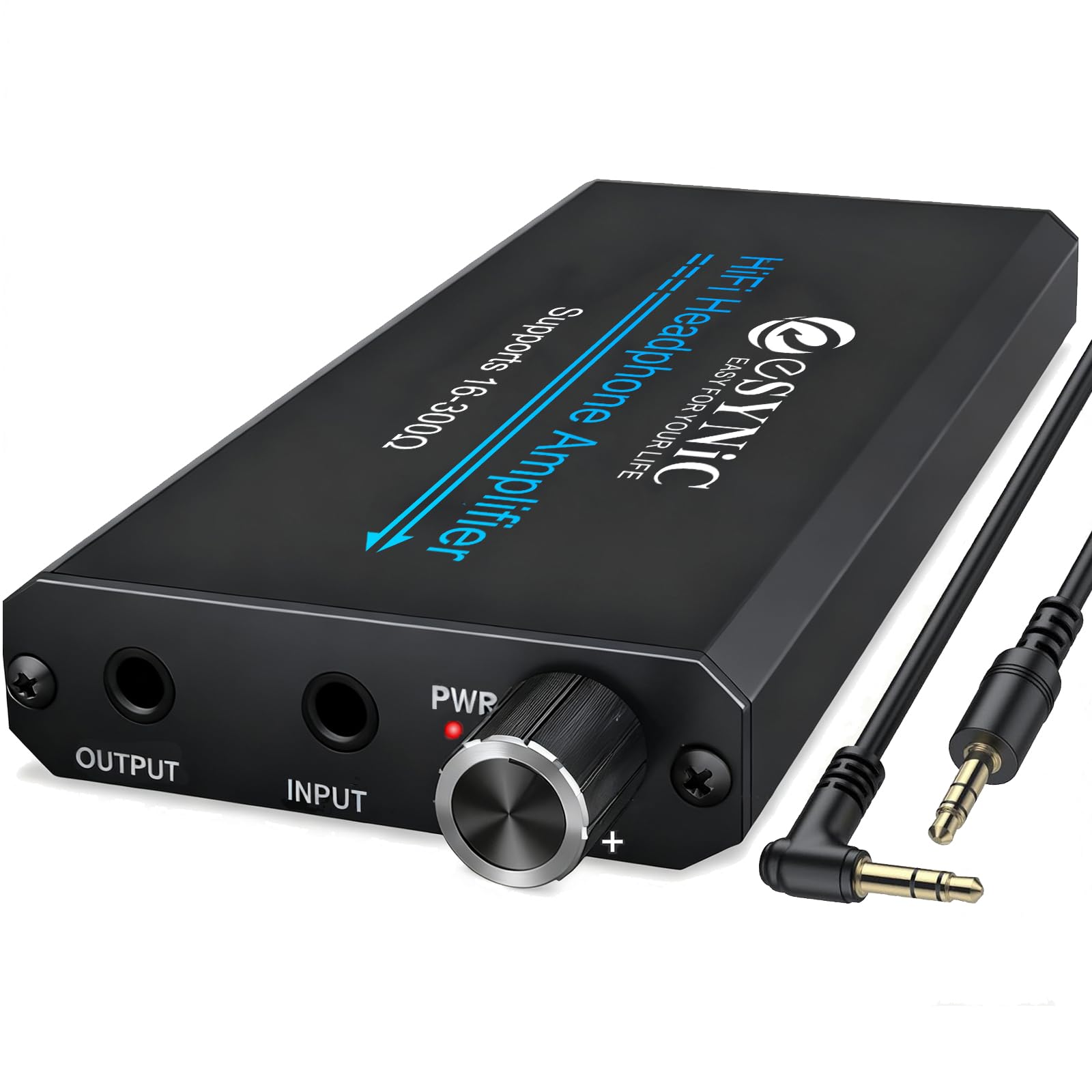 eSynic Amplificador de fone de ouvido profissional de 16 a 300 Ω de 3,5 mm, portátil, amplificador de volume, recarregável, amplificador de fone de ouvido de liga de alumínio, com função de