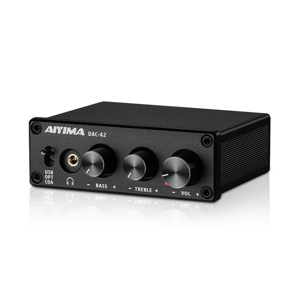 AIYIMA Amplificador de Fone de Ouvido Dac-A2 Dac com Controles de Agudos de Graves Entradas Pc-Usb/Óptica/Coaxial, Saída de Fone de Ouvido Rca/3,5Mm Conversor de Áudio Digital para Analógico de Mesa 5
