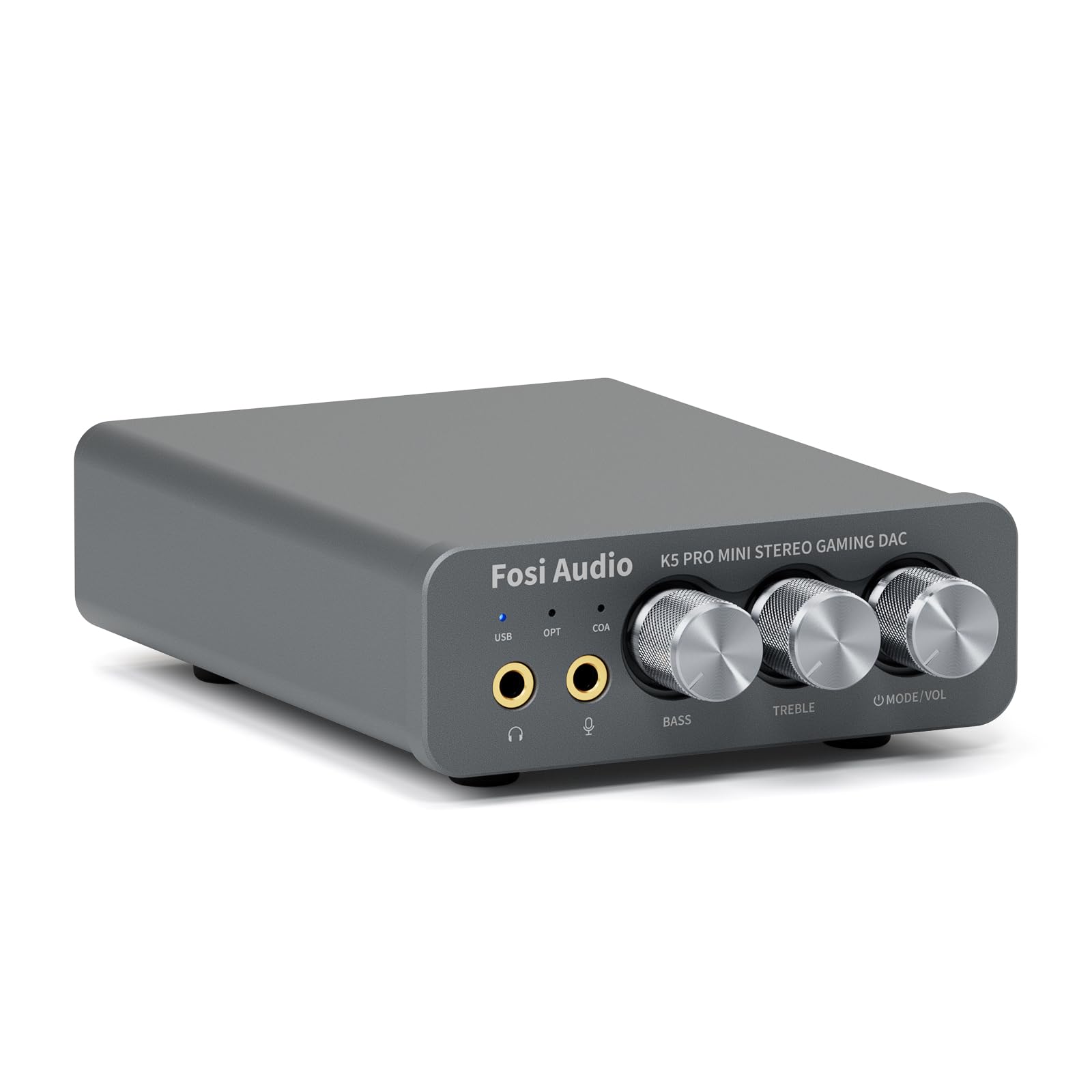 Fosi Audio K5 Pro Gaming DAC Amplificador de fone de ouvido Mini Hi-Fi Estéreo Digital Analógico Conversor de Áudio USB Tipo C/Óptico/Coaxial para RCA / 3,5 MM AUX para PS5 / PC/MAC/Computador