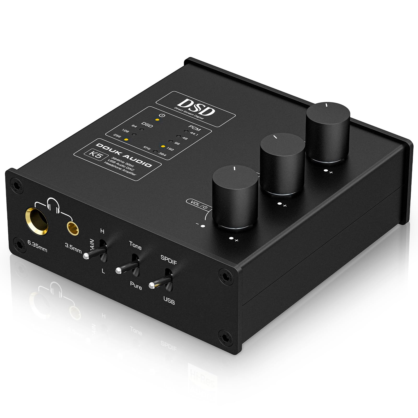 Amplificador de fone de ouvido DoukAudio PC DAC conversor digital para analógico com entrada USB e óptica DSD256 para amplificadores, alto-falantes, Mac, computador (K5)