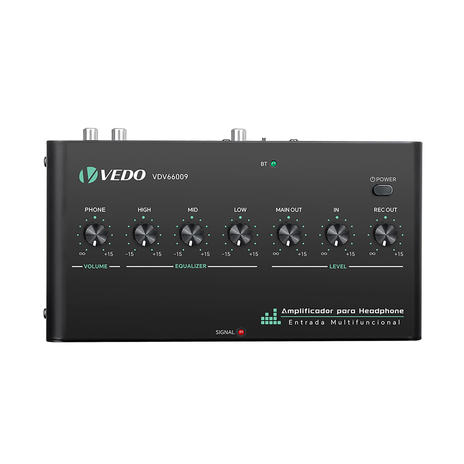VEDO Amplificador de áudio digital multifuncional com equalizador,amplificador de fone de ouvido com Bluetooth, Tipo-C/3,5 mm/RCA para jogos,produção musical e entretenimento doméstico