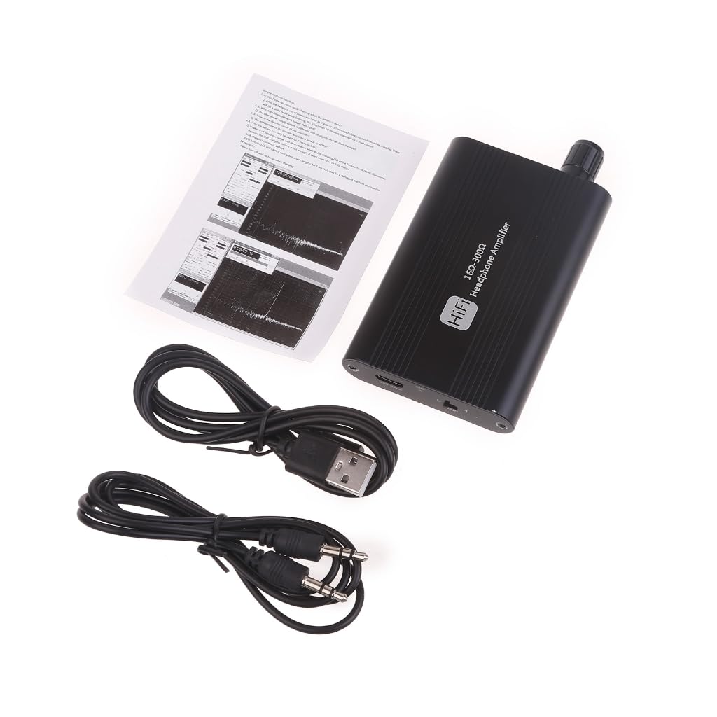 1 conjunto de amplificador de fone de ouvido HiFi 16-300Ω amplificador de fone de ouvido de liga de alumínio portátil com cabo de alimentação USB e cabo de áudio