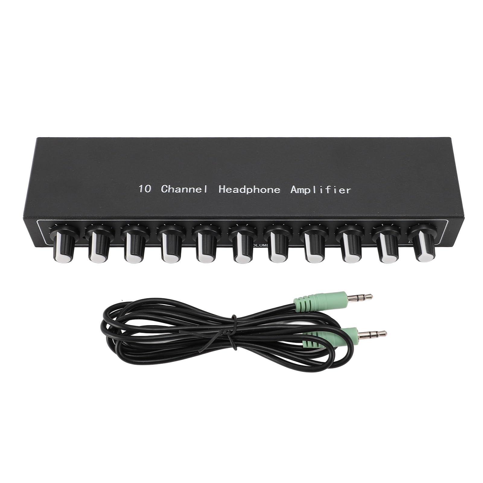 Amplificador de fone de ouvido de 10 canais, divisor estéreo portátil, equalizador embutido, liga de alumínio, 12 V, equipamento de mixagem de áudio profissional para uso em estúdio