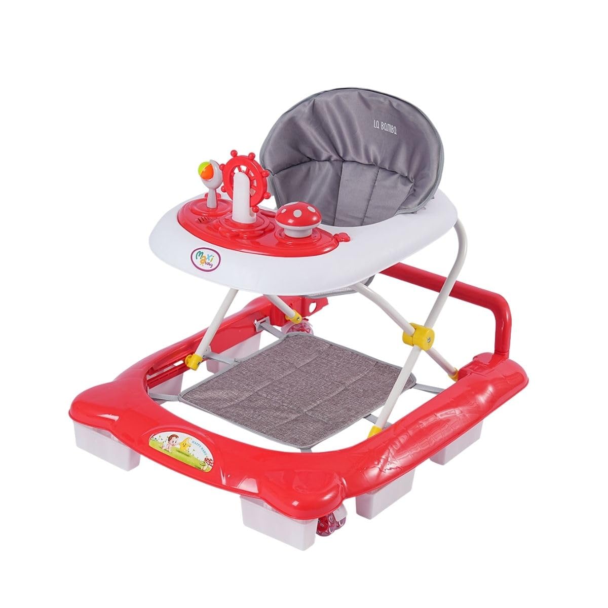 Andador Infantil Musical Para Bebê Compacto Empurrador 3 Ajustes de Altura La Bamba Maxi Baby (Vermelho)
