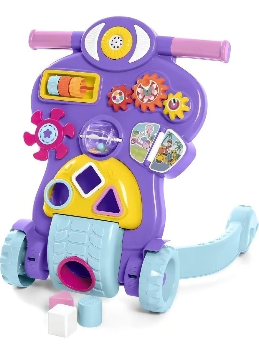 Andador de Empurrar Infantil Brinquedo Educativo para Bebê com som e luzes Calesita Tateti 2 em 1 Primeiros passos com Trava de Segurança Bebe Piloto