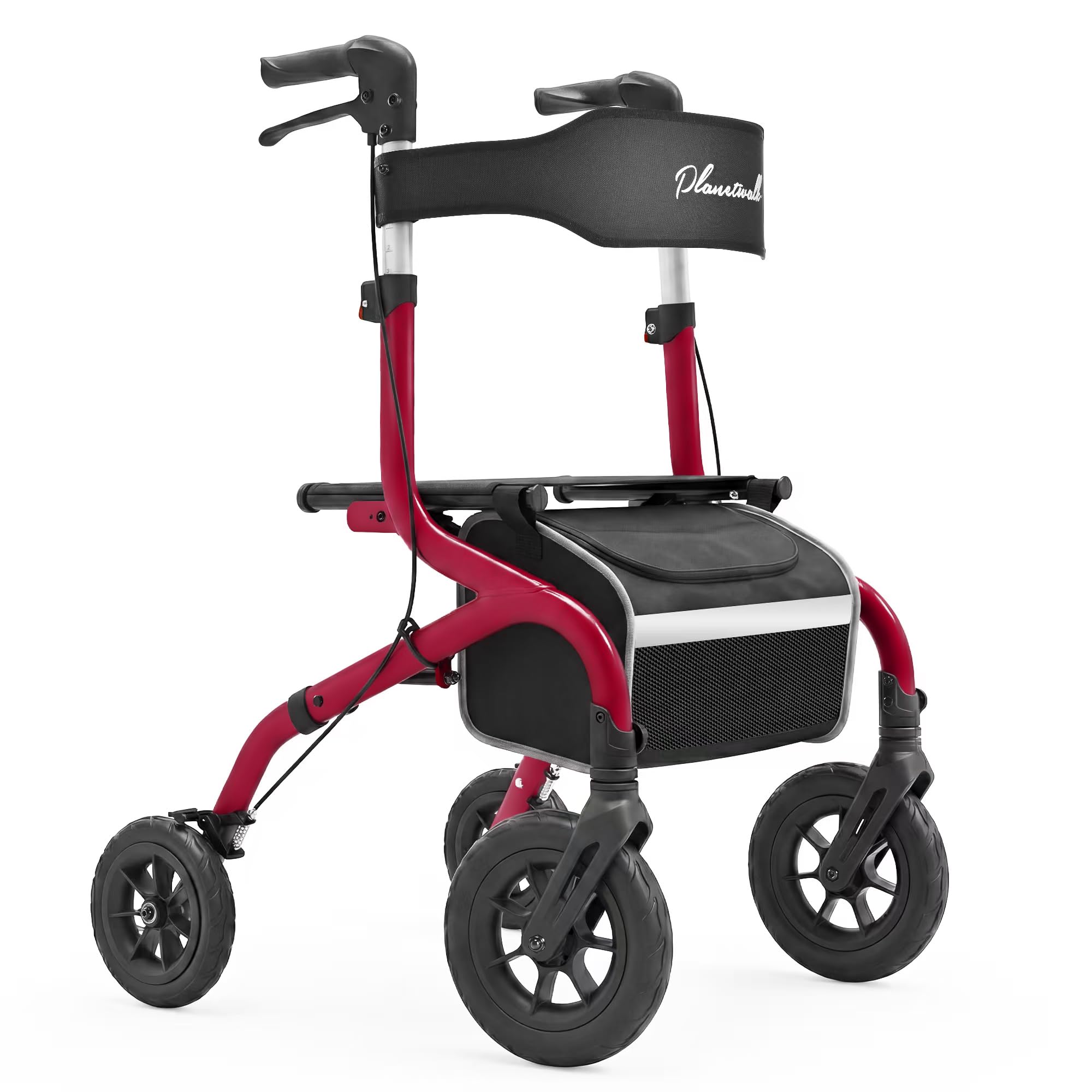 PLANET WALK Andador de rolo dobrável: rodas todo-o-terreno de 25,4 cm e 20,3 cm, capacidade de 136 kg, pneus de borracha pisada, assento e encosto respiráveis, auxílio de mobilidade leve para idosos