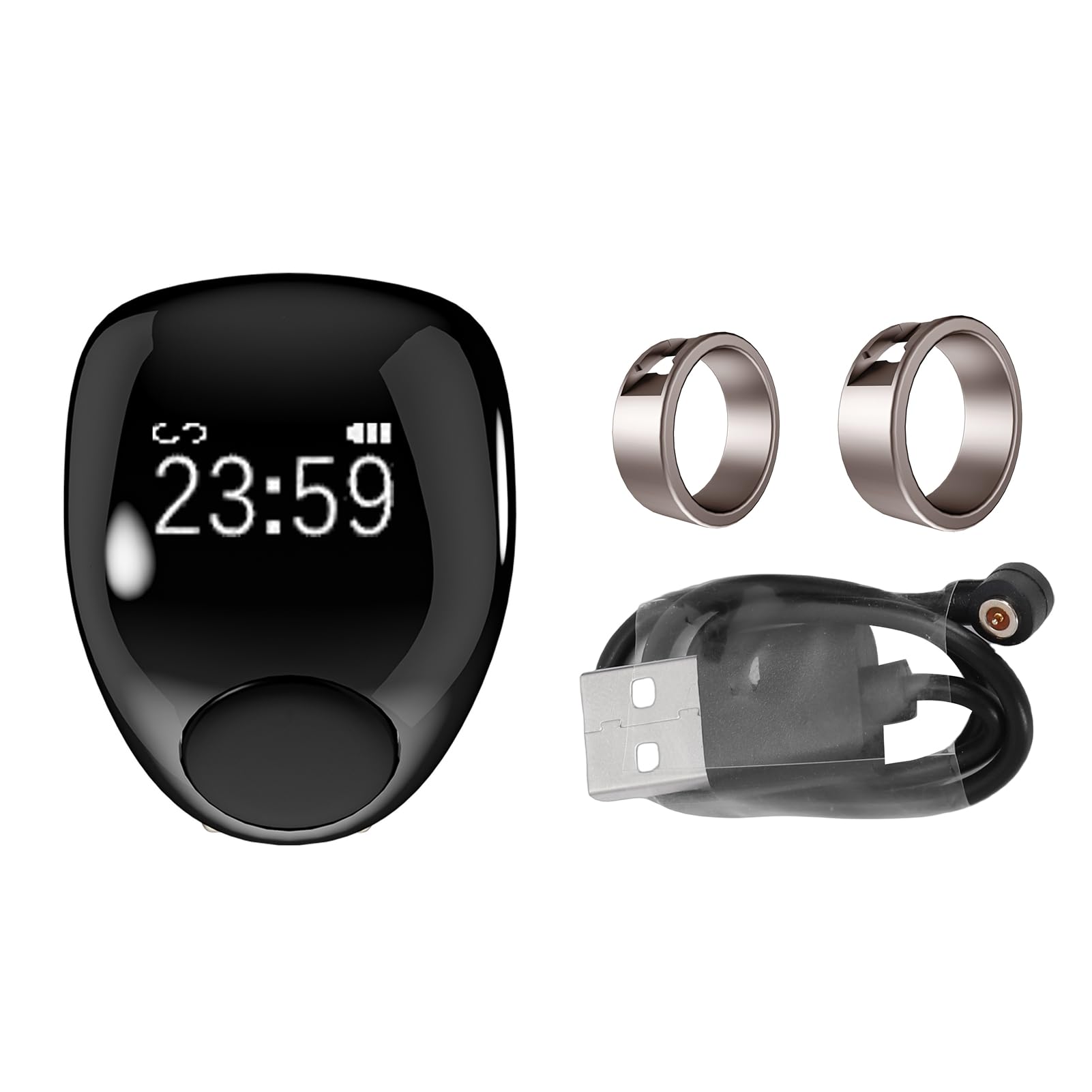 GOWENIC Anel Inteligente Tasbih Zikr, Anel de Lembrete de Orações de Contador Digital, à Prova de água Bluetooth Ajustável Alarme Inteligente de Contador Tasbih, (18 e 20 mm)