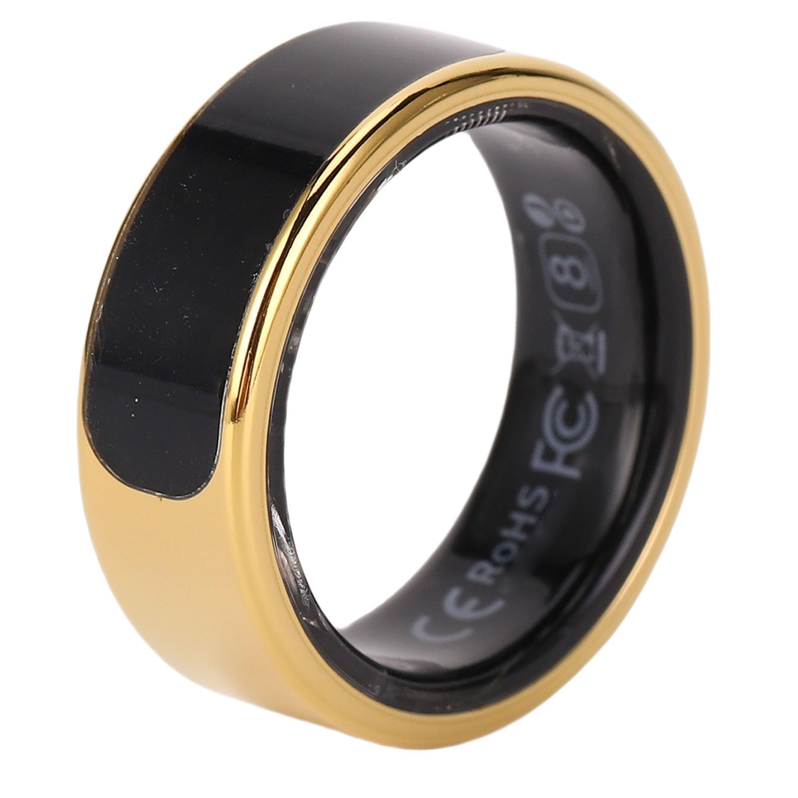 Anel Inteligente, Rastreador de Fitness Em Aço Inoxidável Dourado Com Tela de Toque HD, Rastreador de Atividade de Monitoramento do Sono, IP68 à (Tamanho 10 (ID 19,8 mm / 0,78 pol. C 62,1 mm)