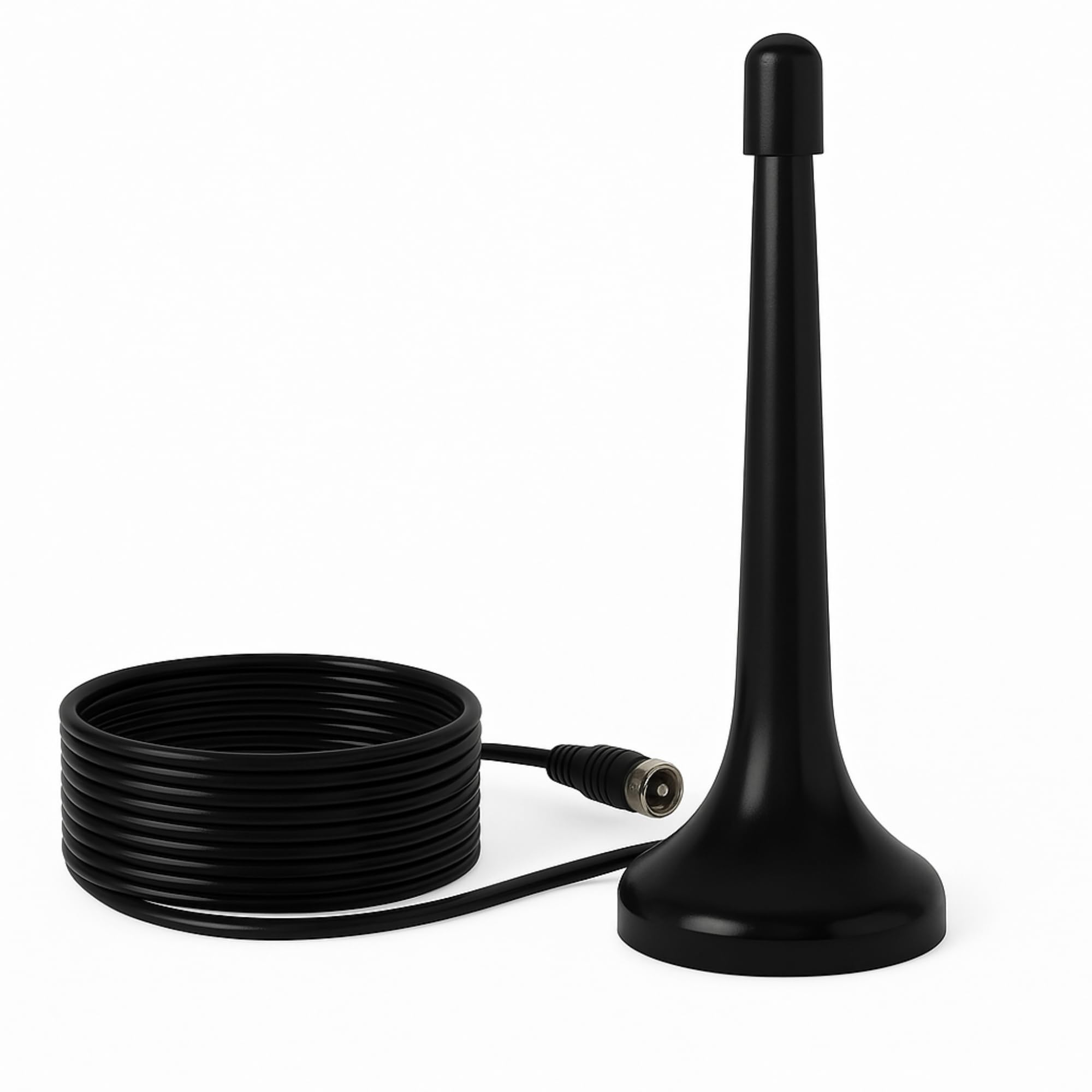 Antena Digital Interna com Base Magnética e Cabo Coaxial 3m - Sinal UHF/VHF