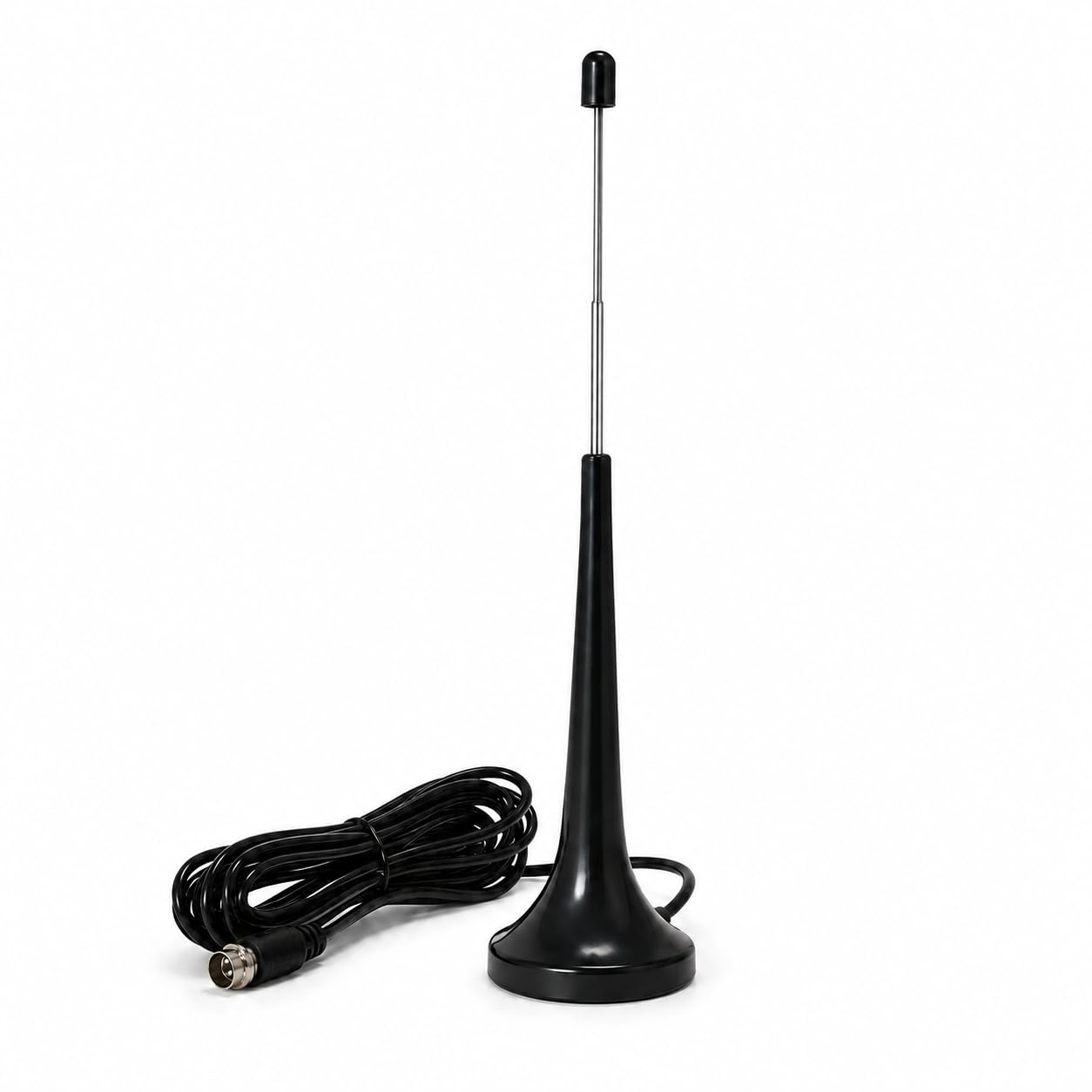 Antena Interna Digital para TV Aberta e Smart TV, UHF/HDTV, Cabo Coaxial 3m, Base Magnética, Compatível com HD, Full HD e 4K