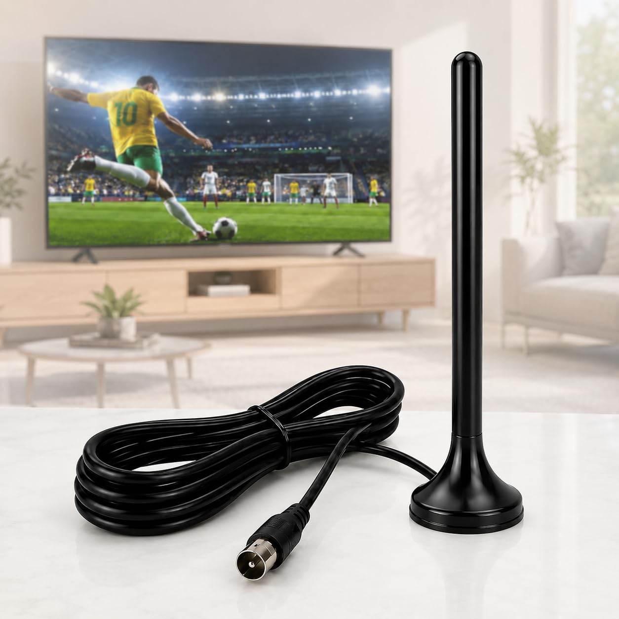 Antena Digital Interna Externa TV Cabo 5 Metros Sinal HD UHF VHF Instalação Prática Recepção Estável
