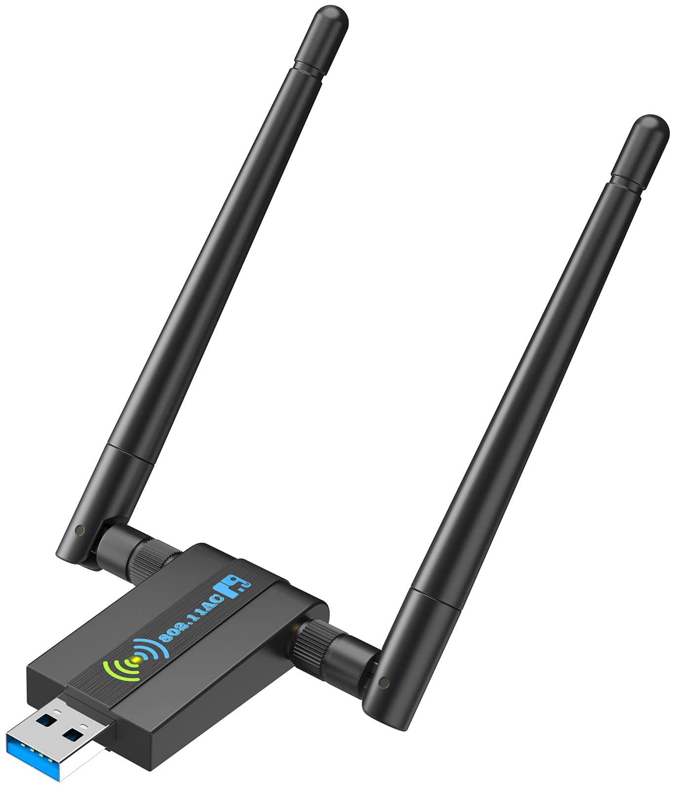 Adaptador WiFi USB sem fio para PC: 1300Mbps 5G/2.4G Dual 5dBi Antenas de alto ganho Adaptador WiFi para PC desktop, Dongle de rede sem fio para Windows 11/10/7