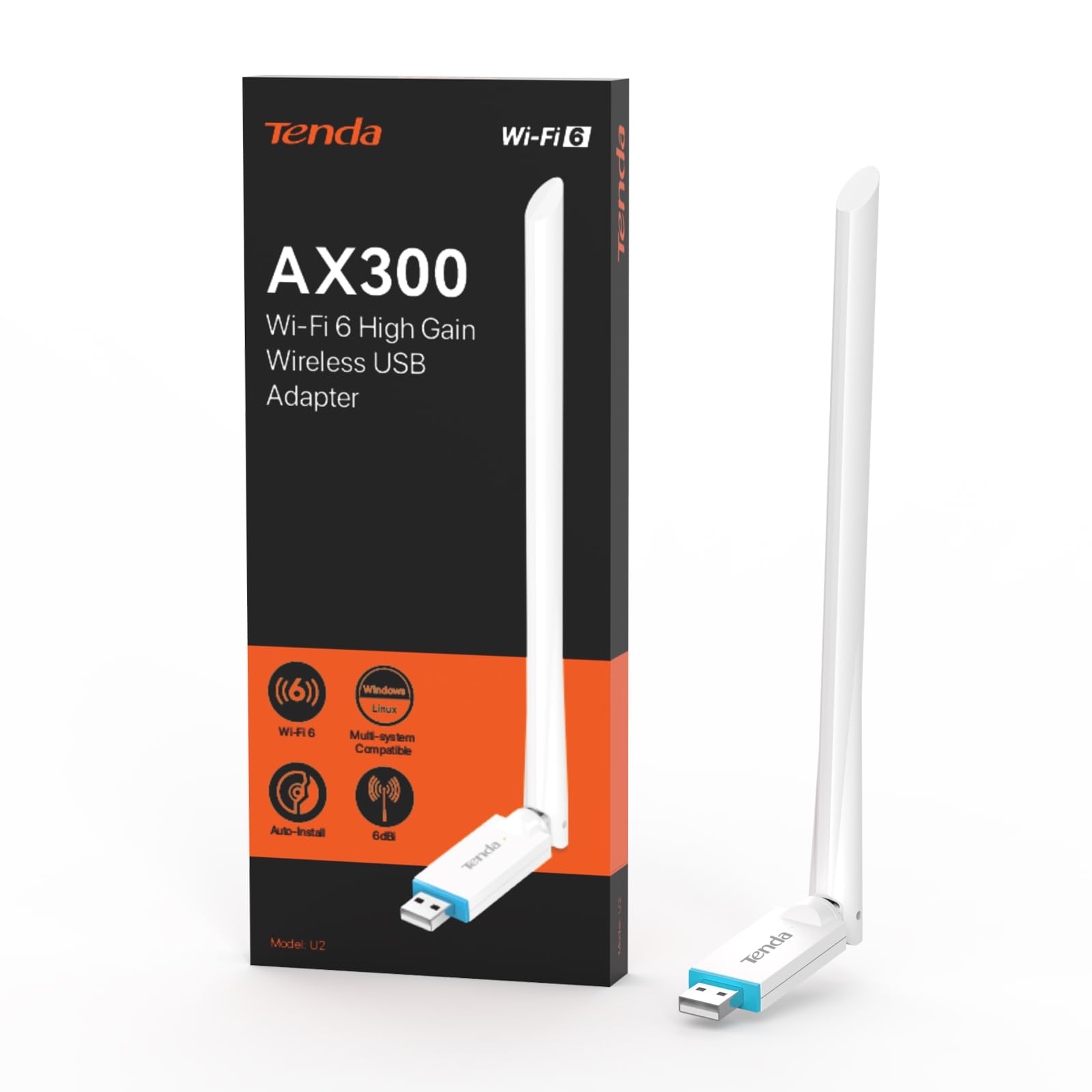 Tenda AX300 Adaptador USB WiFi-Banda Única 2,4GHz para PC WiFi 6 Adaptador USB -286Mbps, Mini USB WiFi 6 Adaptador para PC Desktop Laptop, Adaptador WiFi sem fio para Windows 11/10/7, USB WiFi Dongle