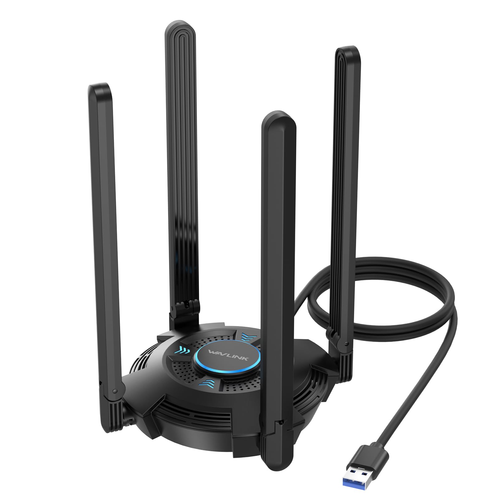 WAVLINK AX5400 Adaptador USB WiFi 6E para PC, adaptador WiFi Tri-Band USB3.0 para desktop, laptop, adaptadores sem fio com 4x5 dBi, antenas, 6G/5,8G/2,4G, OFDMA, WPA3, WiFi Dongle apenas para Windows
