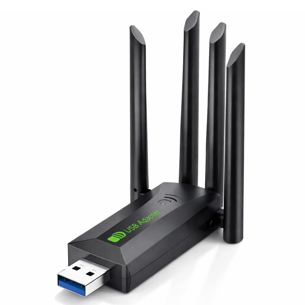 Adaptador WiFi USB Dual Band AC1200 5GHz com 4 Antenas | Alto Ganho, USB 3.0, Compatível com Windows, Para PC e Notebook, Sem Fio
