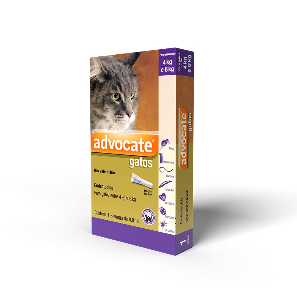 Antipulgas Advocate Bayer para Gatos de 4kg até 8kg - 1 Bisnaga de 0,8ml