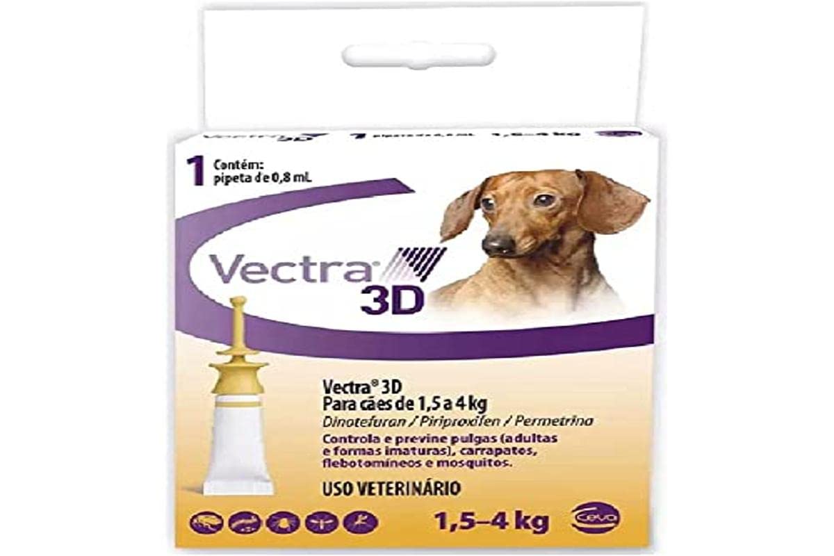 Ceva - Vectra 3D Antipulgas e Carrapatos 0,8ml para Cães de 1,5 a 4,0kg