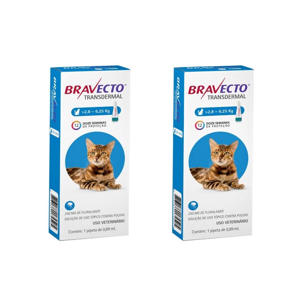 Combo 2 Antipulgas Bravecto 2,8 a 6,25kg Transdermal Gatos