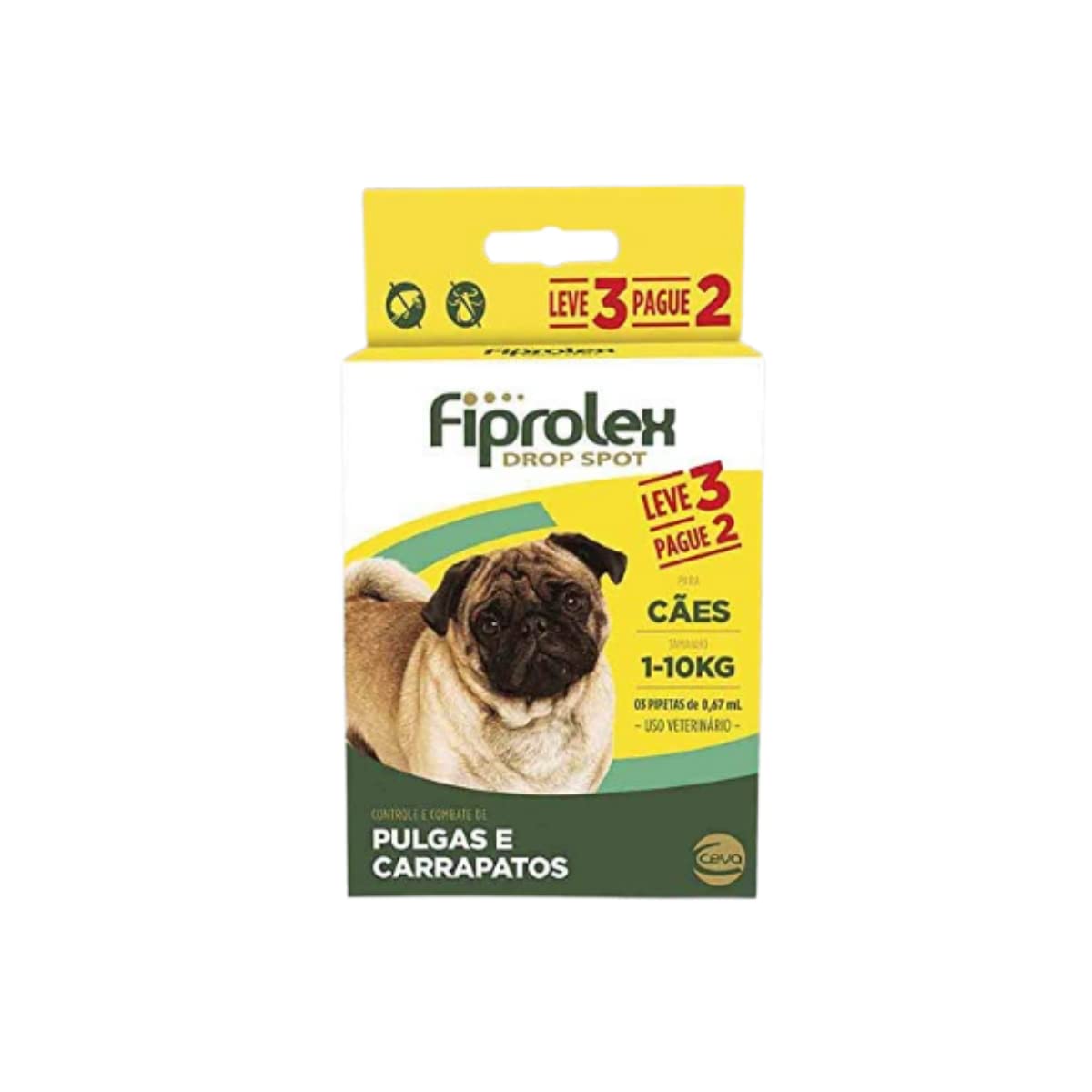 Ceva - Combo Fiprolex Drop Spot Antipulgas para Cães até 10kg - 0,67ml