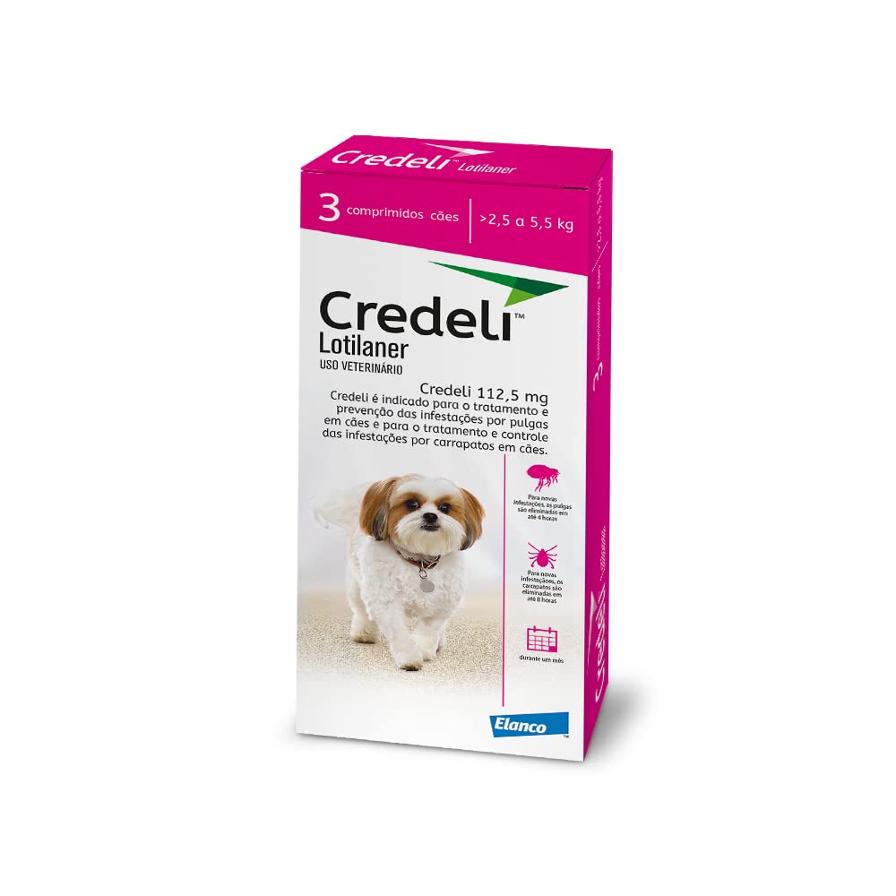 Elanco Credeli Antipulgas e anticarrapatos para cães de 2,5kg a 5,5kg 112mg - 3 comprimidos