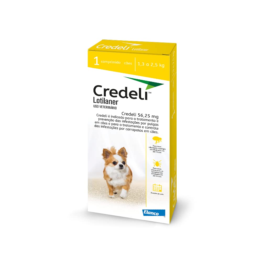 Antipulgas e carrapatos para cães de 1,3kg a 2,5kg 56,25mg Credeli™ - 1 comprimido Elanco