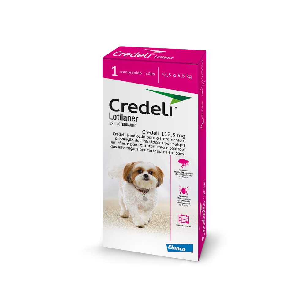 Antipulgas e carrapatos para cães de 2,5 a 5,5kg 112,5mg Credeli - 1 comprimido Elanco