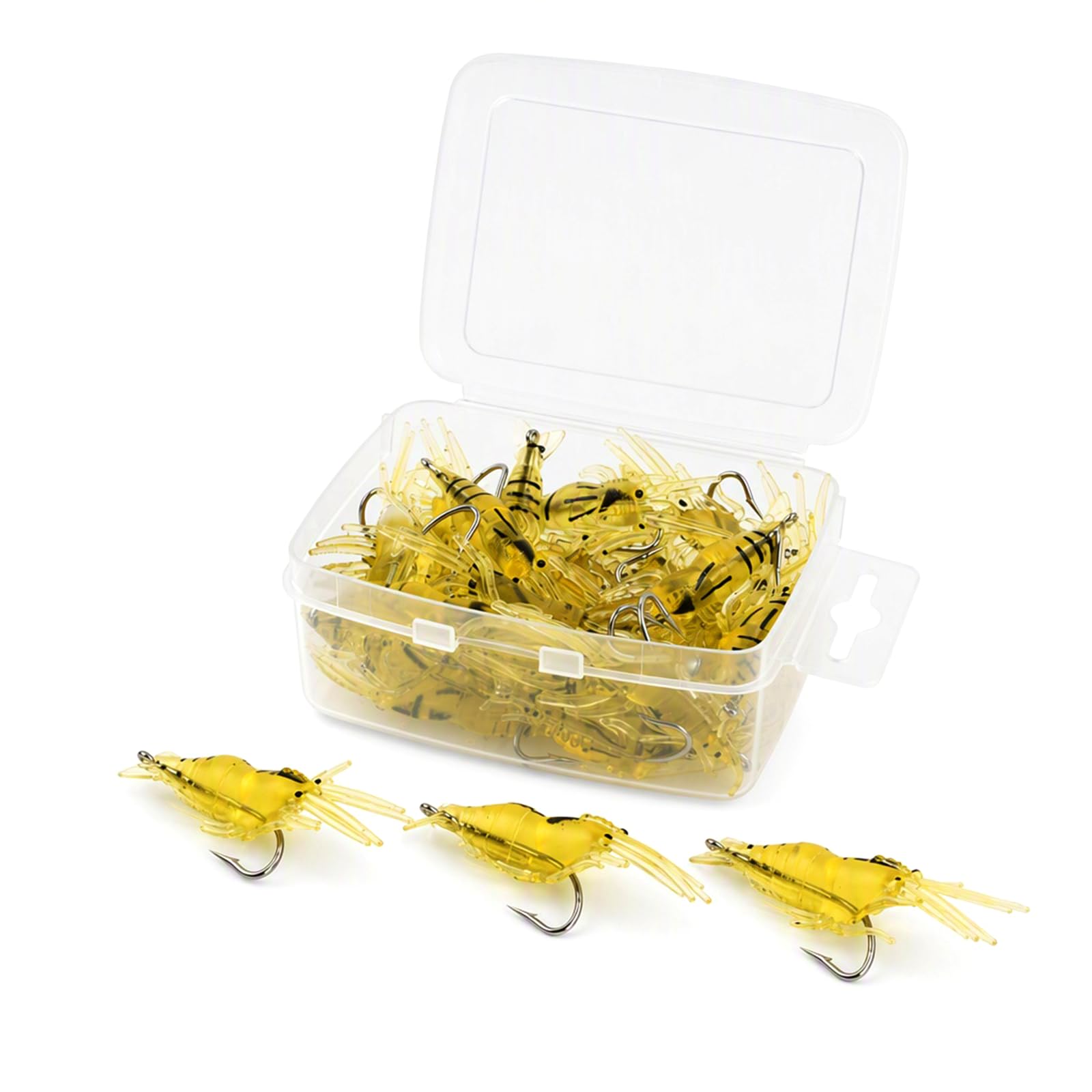 Culinavog Kit 30 Iscas Artificiais Camarão Silicone Soft com Anzol Pesca Isca Artificial para Robalo Tucunaré Corvina Kit de Pesca Completo Iscas Artificiais Pesca Material de Pesca 5cm