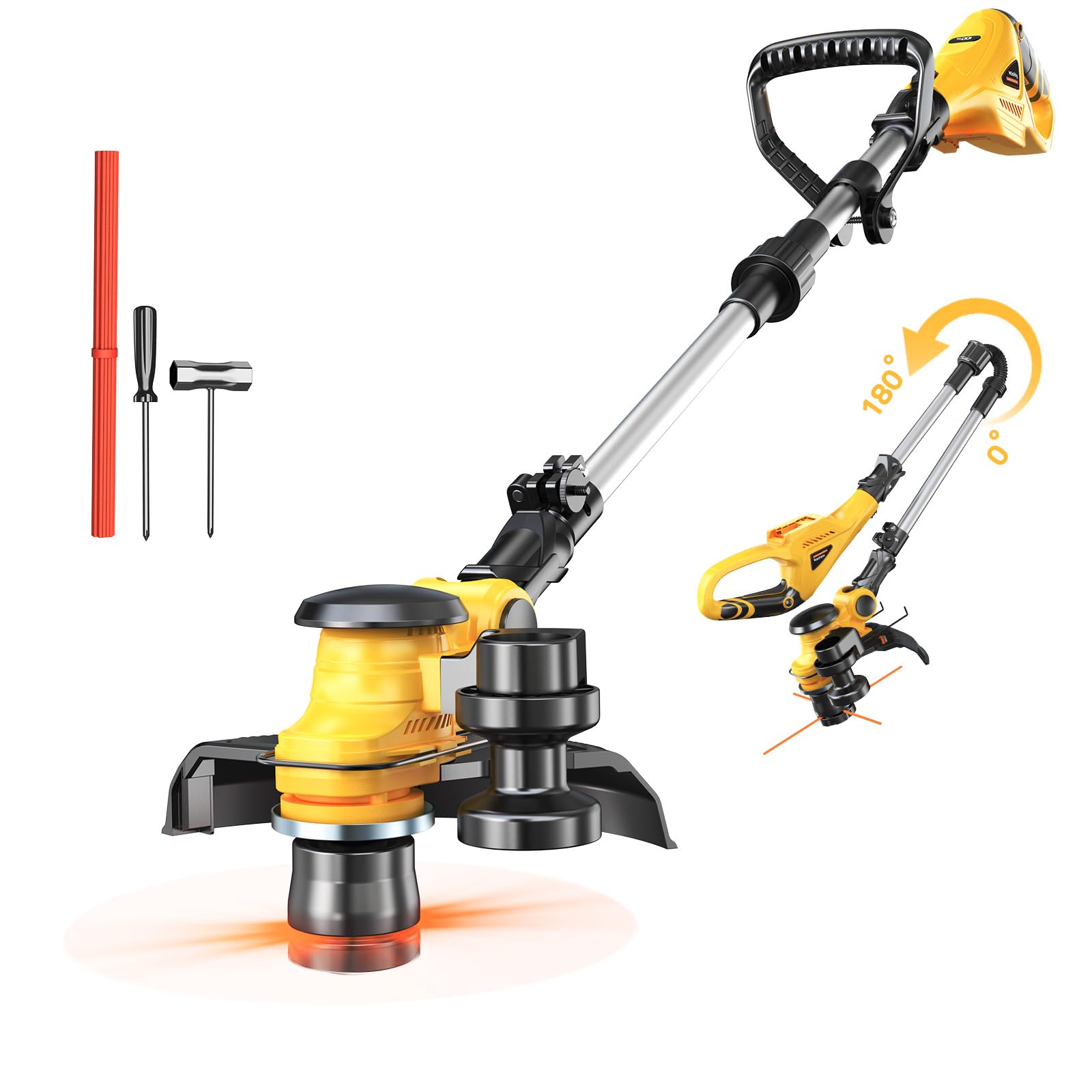 MtiolHig Aparador De Grama Sem Fio Para Dewalt, Bateria De 20 V, Cortador De Grama Dobrável 3 Em 1 Com Motor Sem Escova E Visor De Nível De Bateria, Cortador De Grama Elétrico De 11" Para Jardim E Q