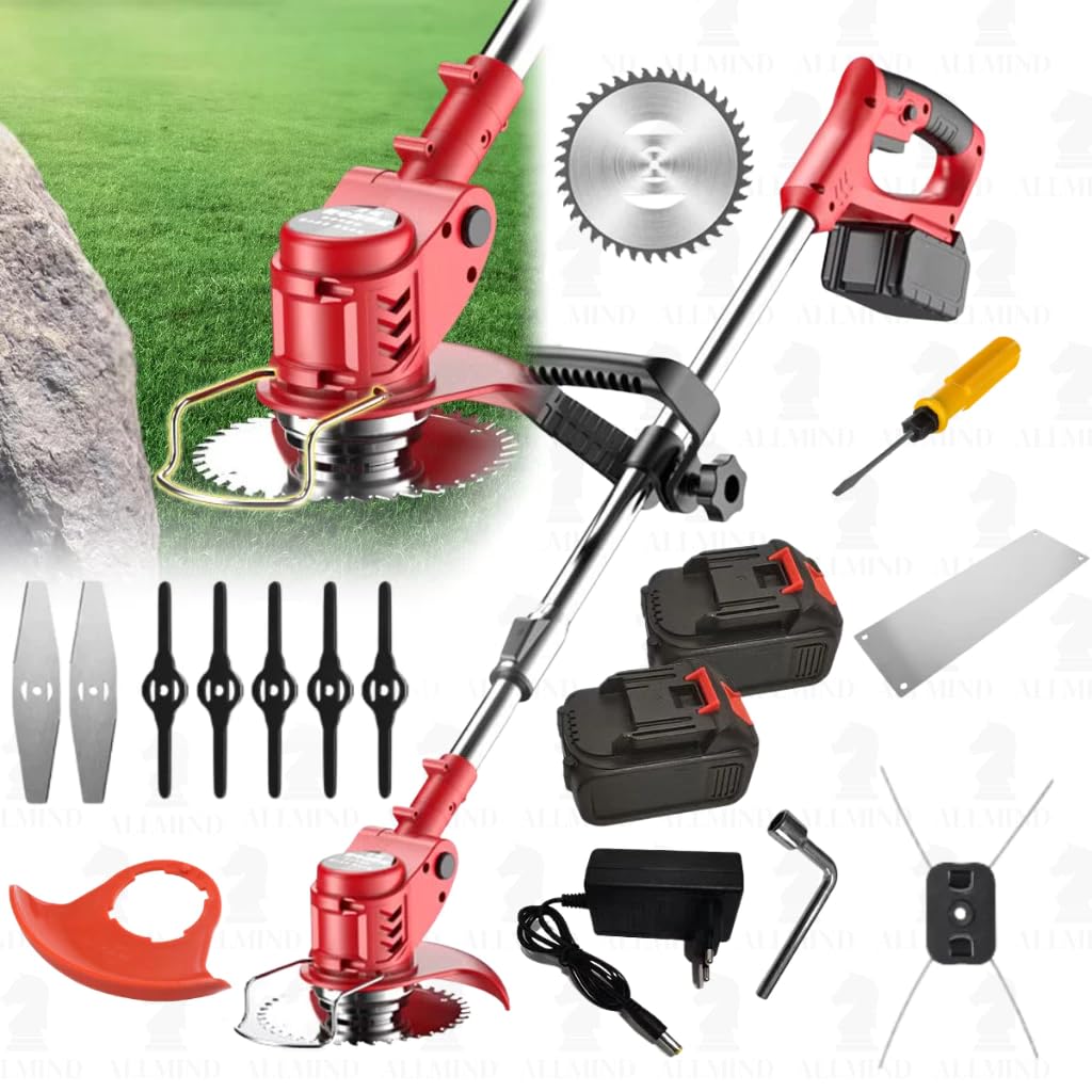Roçadeira Aparador Cortador de Grama 48V a Bateria Portátil 1580W Bipartido Multifunção Completo Profissional com Lâminas e Acessórios, Verde