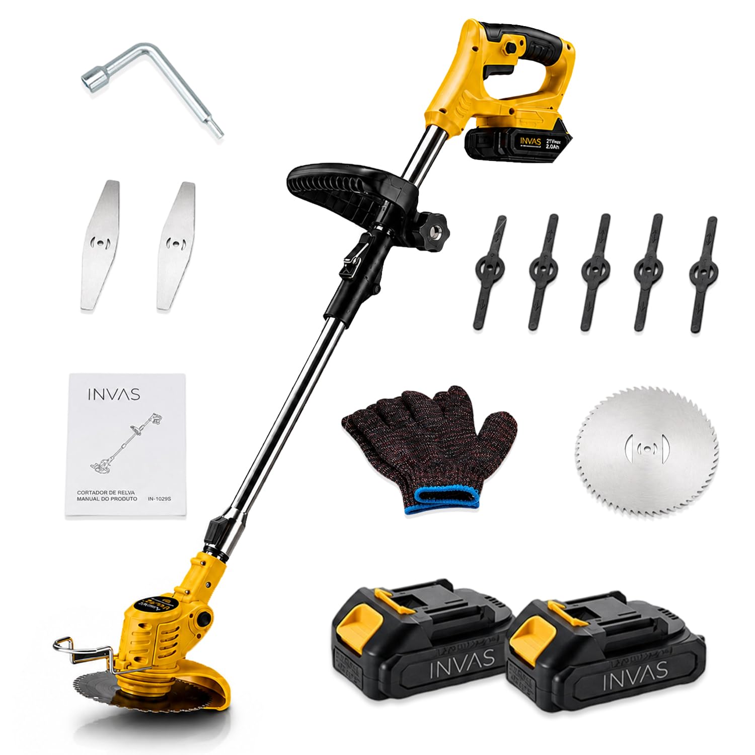 Cortador de grama de alta velocidade com bateria de íon-lítio de 11500 RPM, Aparador De Grama, dobrável e retrátil, bateria de lítio de 18V, design leve e fácil de operar