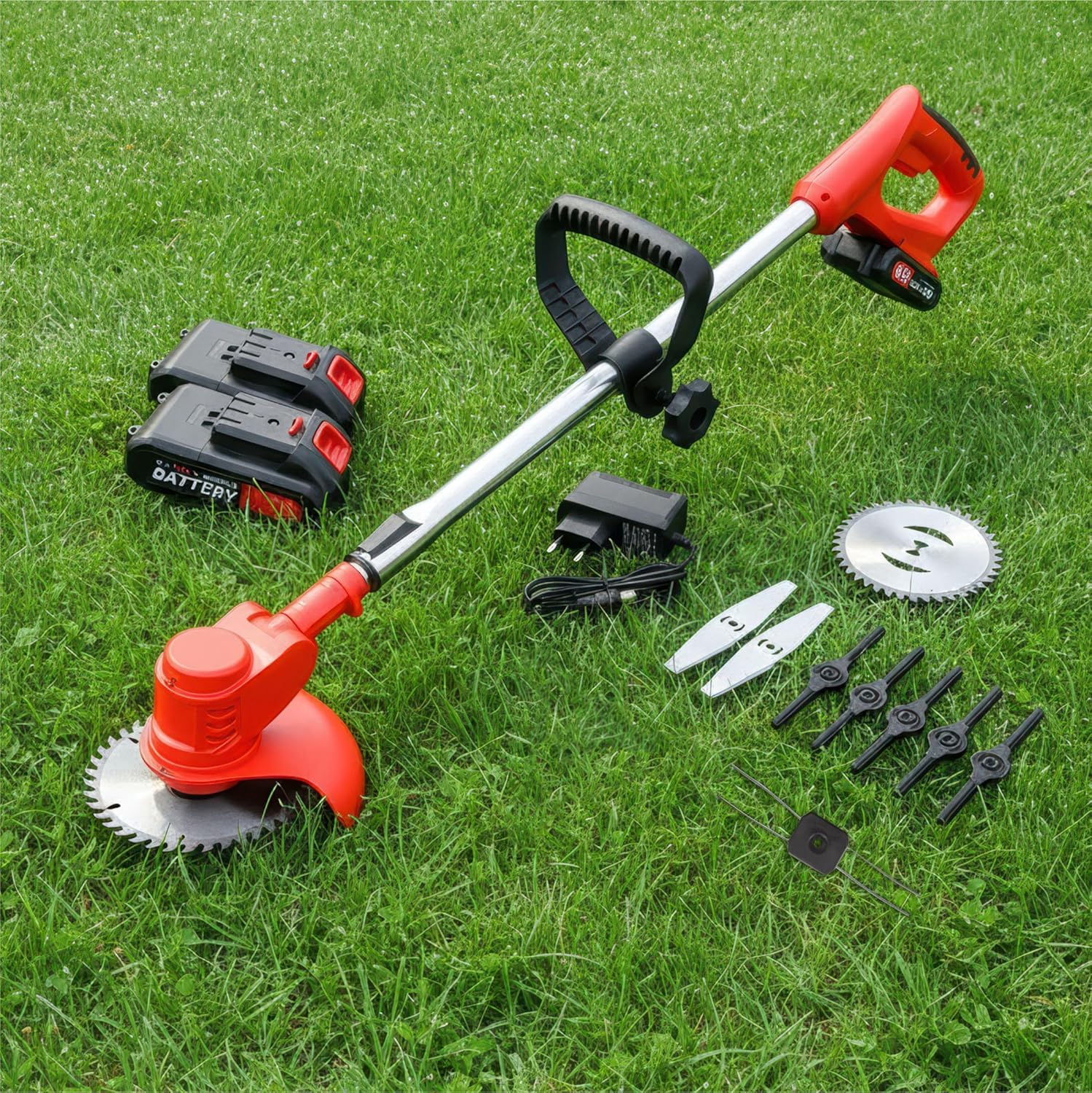 salesync Roçadeira Aparador de Grama Elétrico a Bateria 48v Profissional Sem Fio com Escova de Aço