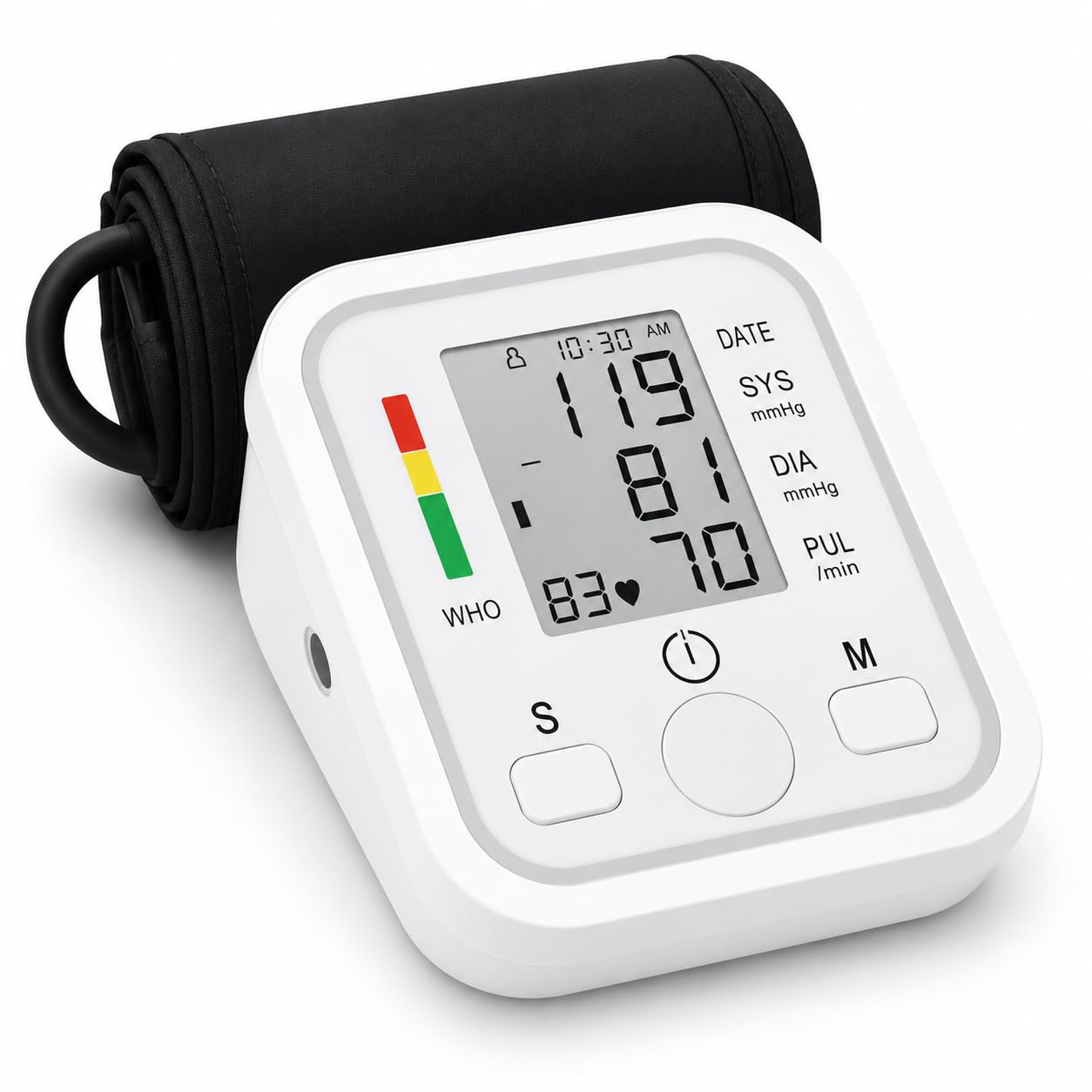 Aparelho de Pressão Arterial Digital Automático de Braço com Memória | Tela LCD Grande, Memória Integrada, Indicador Colorido, Braçadeira Ajustável, Uso Doméstico