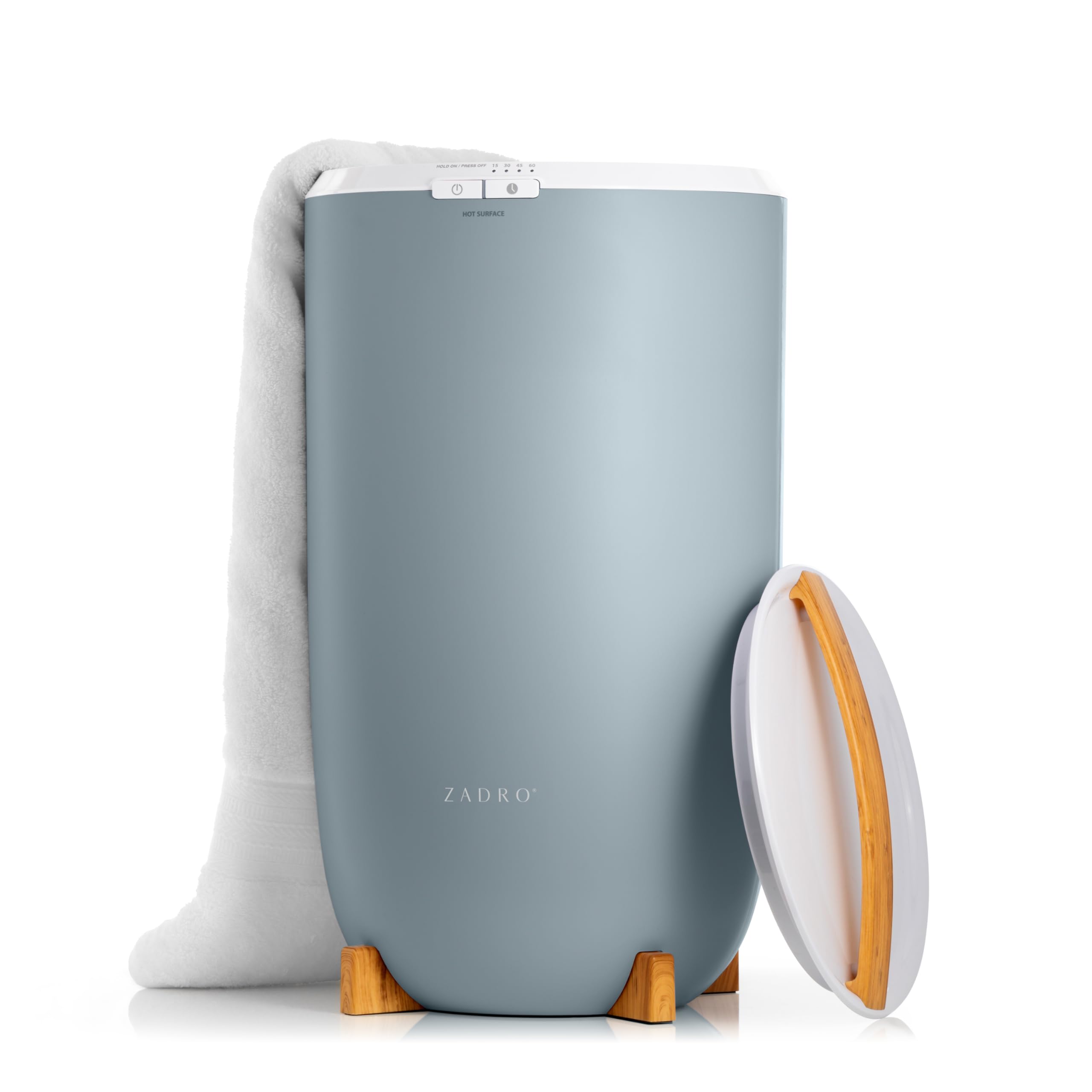 Aquecedor de toalha quente grande Zadro, temporizador elétrico, aquecedor de toalhas para banheiro, desligamento automático, aquecedor de toalhas aquecido, spa (grande | 20 L | 30 cm de diâmetro x 53
