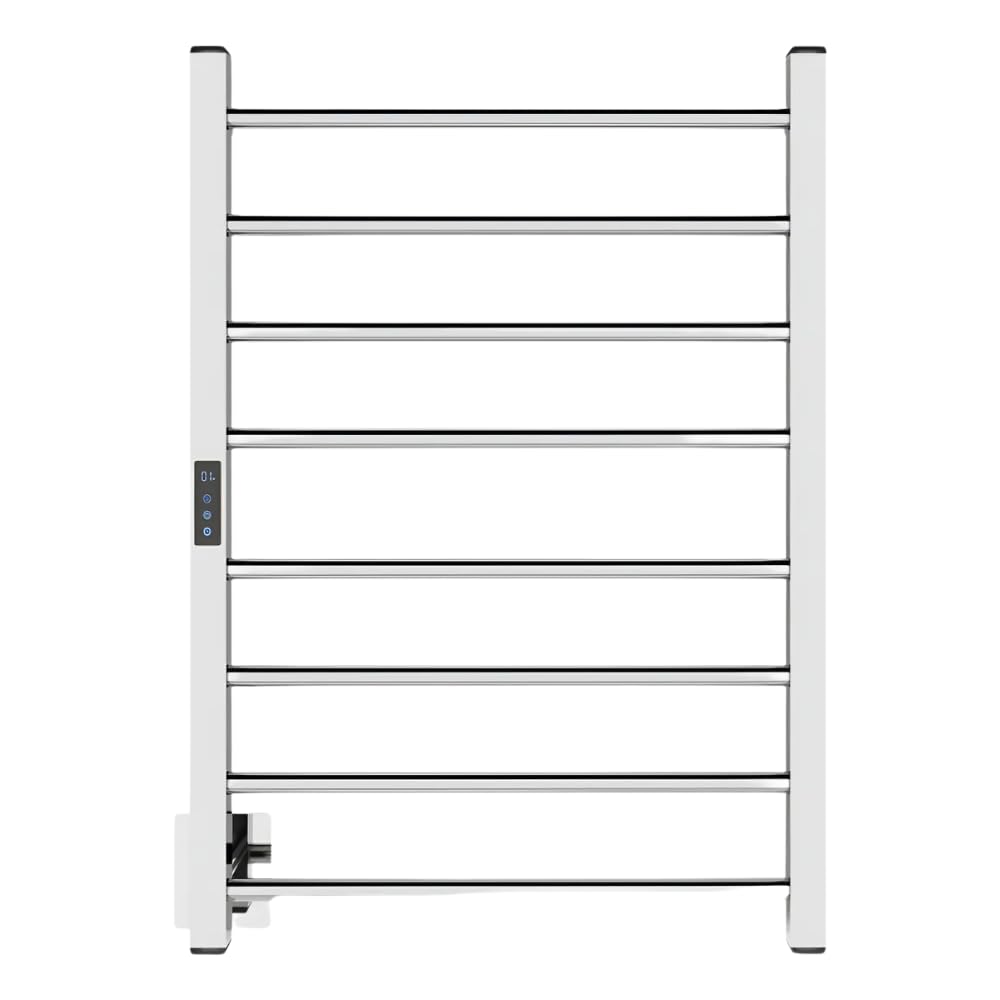 Toalheiro Térmico Cromado Duplo Bivolt Aiello com Timer Digital Wi-Fi e Fio Oculto para Banheiro com 8 Barras Aquecidas (Cromado - Lado Direito)