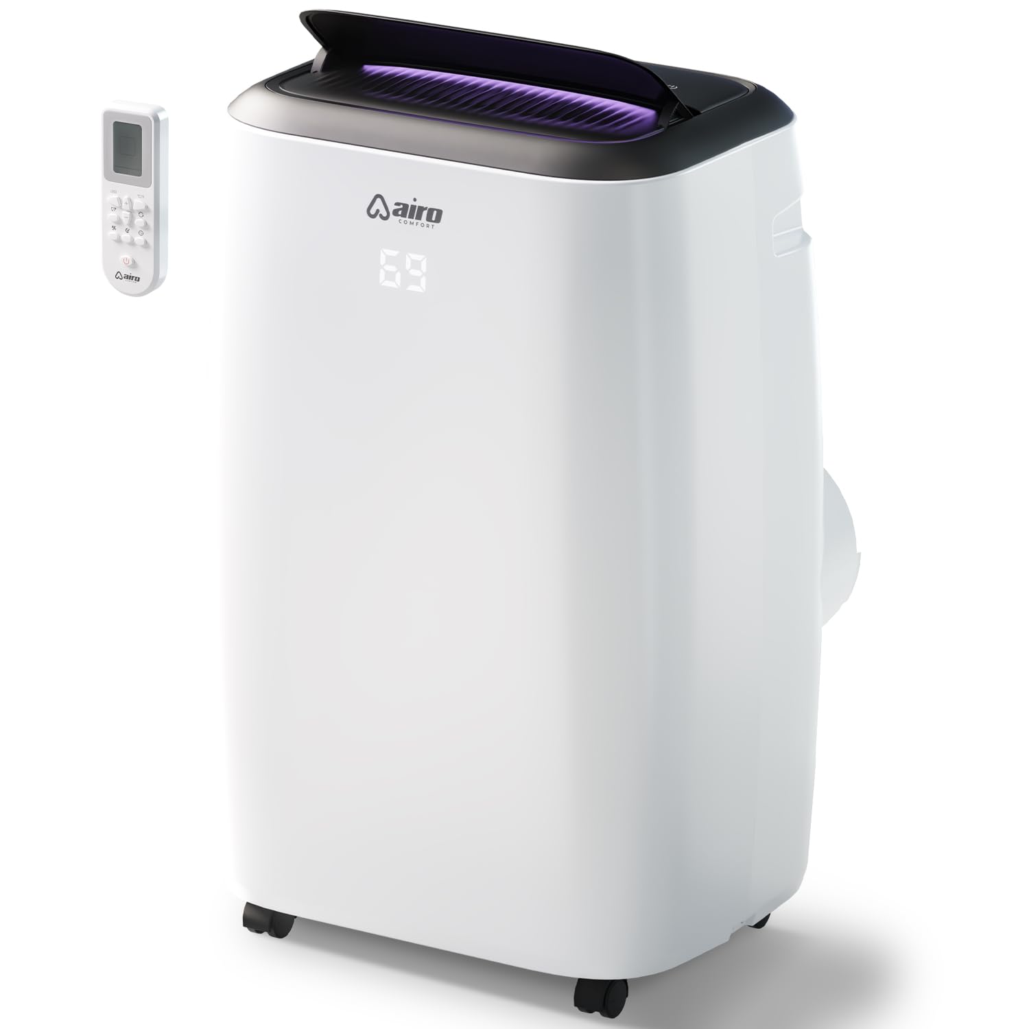 Ar condicionado portátil 10.000 BTU AIRO Comfort, unidade AC de pé com controle remoto e kit de instalação DYI