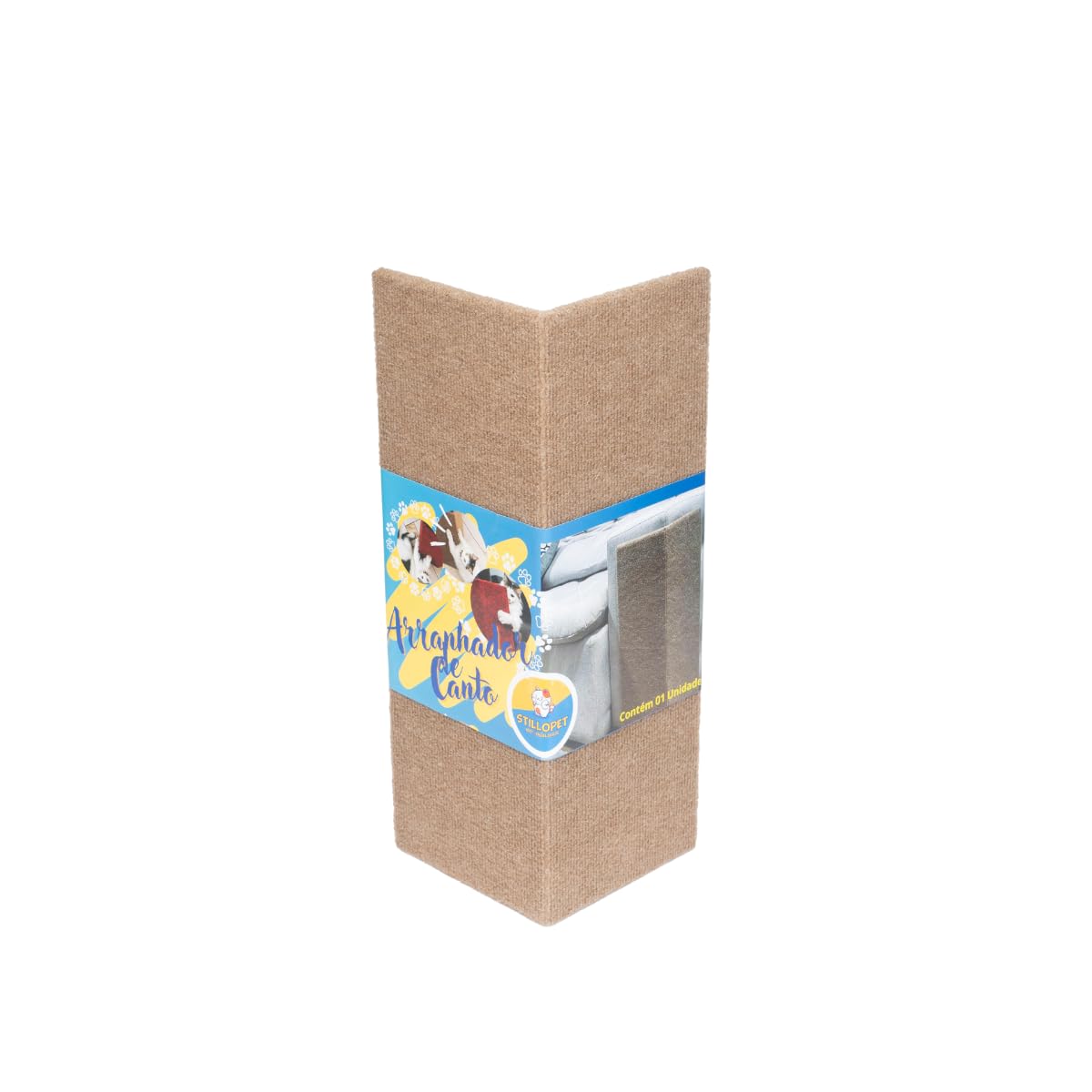 EASY PET & HOUSE Arranhador de Canto para Gatos em Madeira e Carpete - Protetor Resistente para Sofás, Móveis e Cama Box - Mantém Seu Pet Feliz e Seu Espaço Protegido (Bege, 1 Unidade)