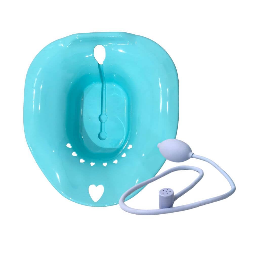 Bacia Bidê para Banho de Assento Portátil Azul Hemorroidas BA-AZ (39cm x 36,5cm x 12cm)