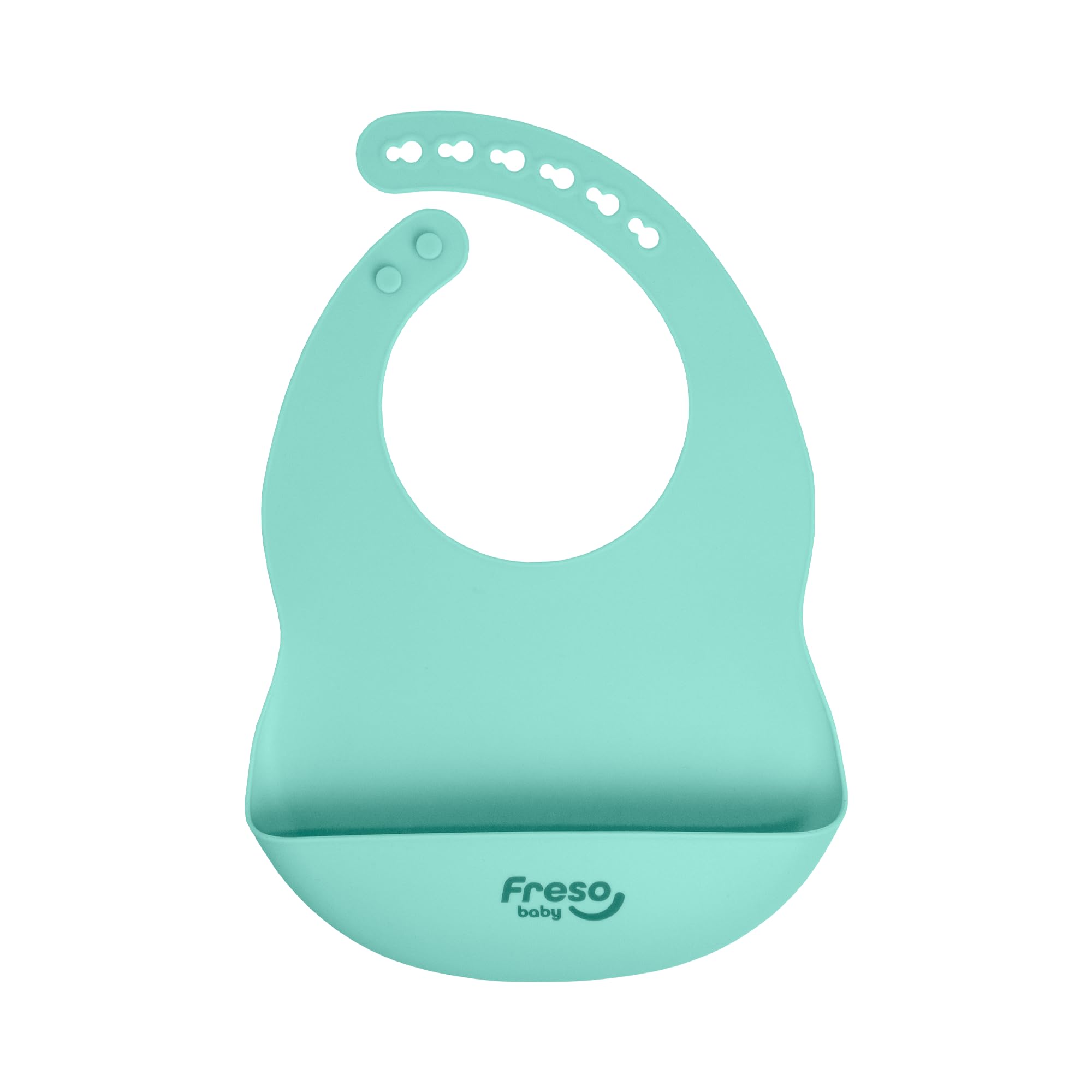 Freso Baby Babador Silicone Alimentação Bebê Introdução Alimentar Blw Impermeável Fecho Ajustável Com Bolso Pega Migalhas Livre De Bpa Cor Verde