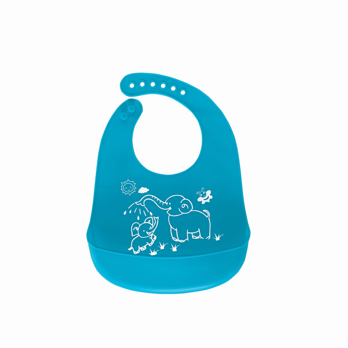 Babador Infantil de Silicone Impermeável Pega Migalhas Regulável (Azul)