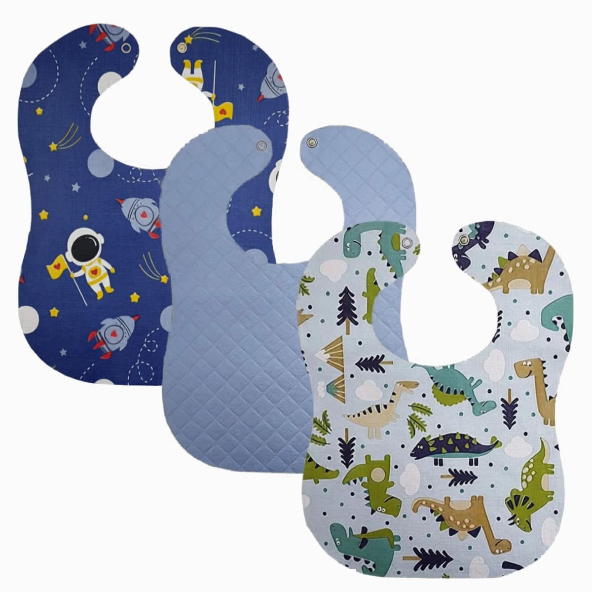 Kit 3 Babador Bebe Impermeavel 25x34cm Varias Estampas Botão Pressão Menino Menina