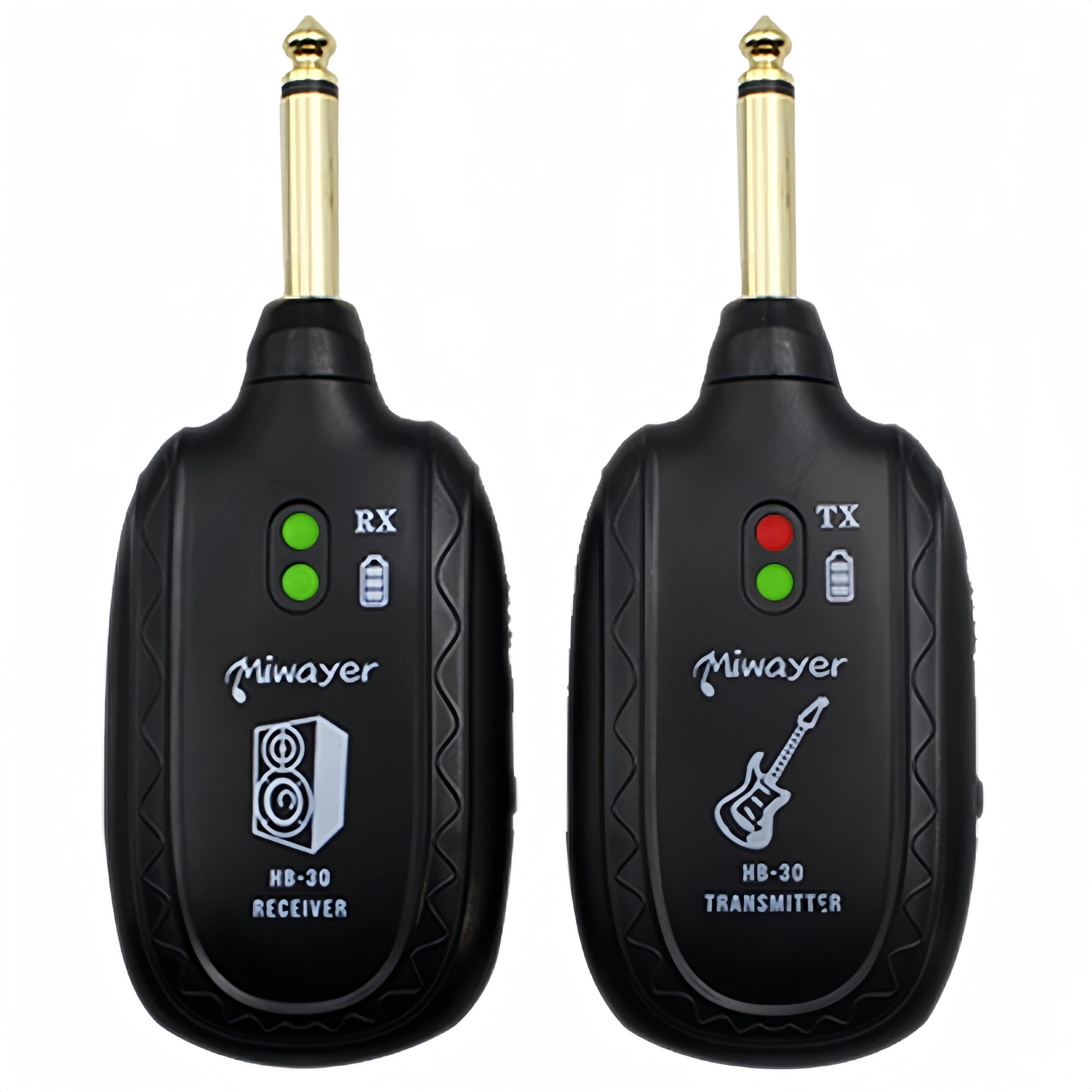 Miwayer Sistema de guitarra sem fio UHF áudio embutido bateria de lítio recarregável sem fio transmissor de guitarra sistema receptor para guitarra elétrica baixo violino teclado acessórios (HB-30