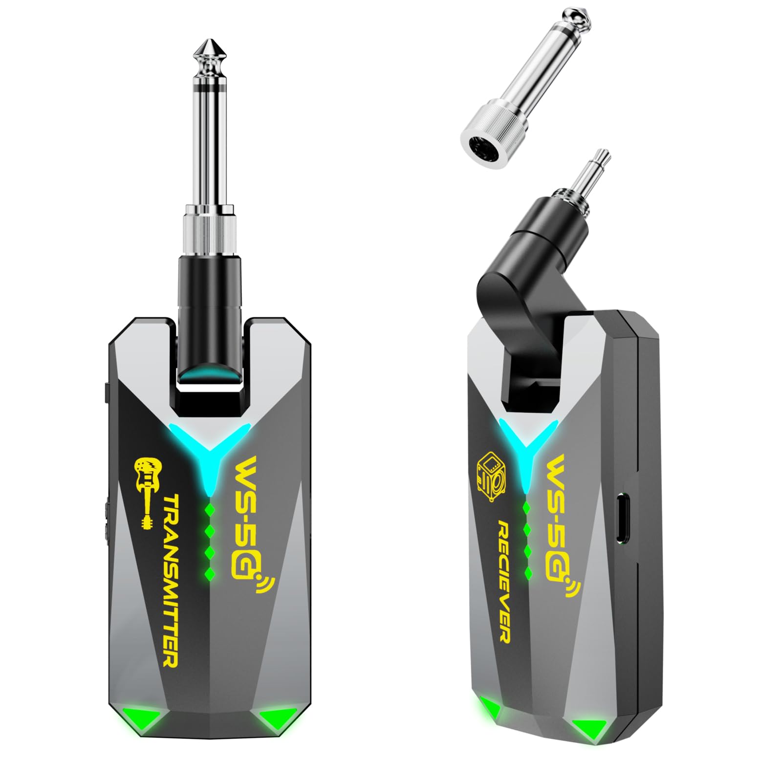 Novo sistema de guitarra sem fio de 5,8 GHz com mais canais de áudio recarregável, transmissor de guitarra sem fio, receptor para instrumentos elétricos de sopro de guitarra baixo, transmissão em