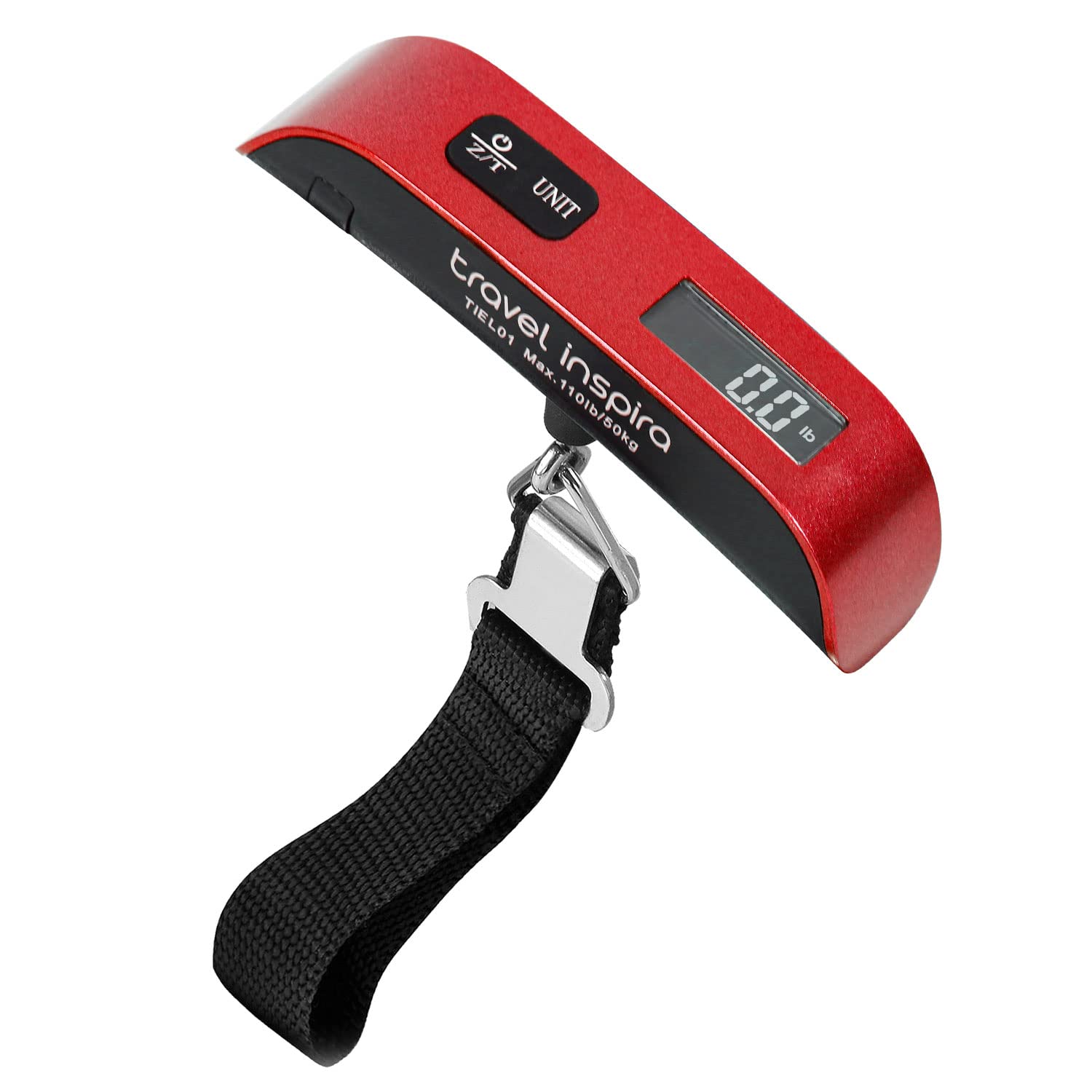 Balança de Bagagem Travel Inspira - Digital Portátil para Viagens, Peso de Mala com Revestimento de Borracha, 50kg - Vermelha