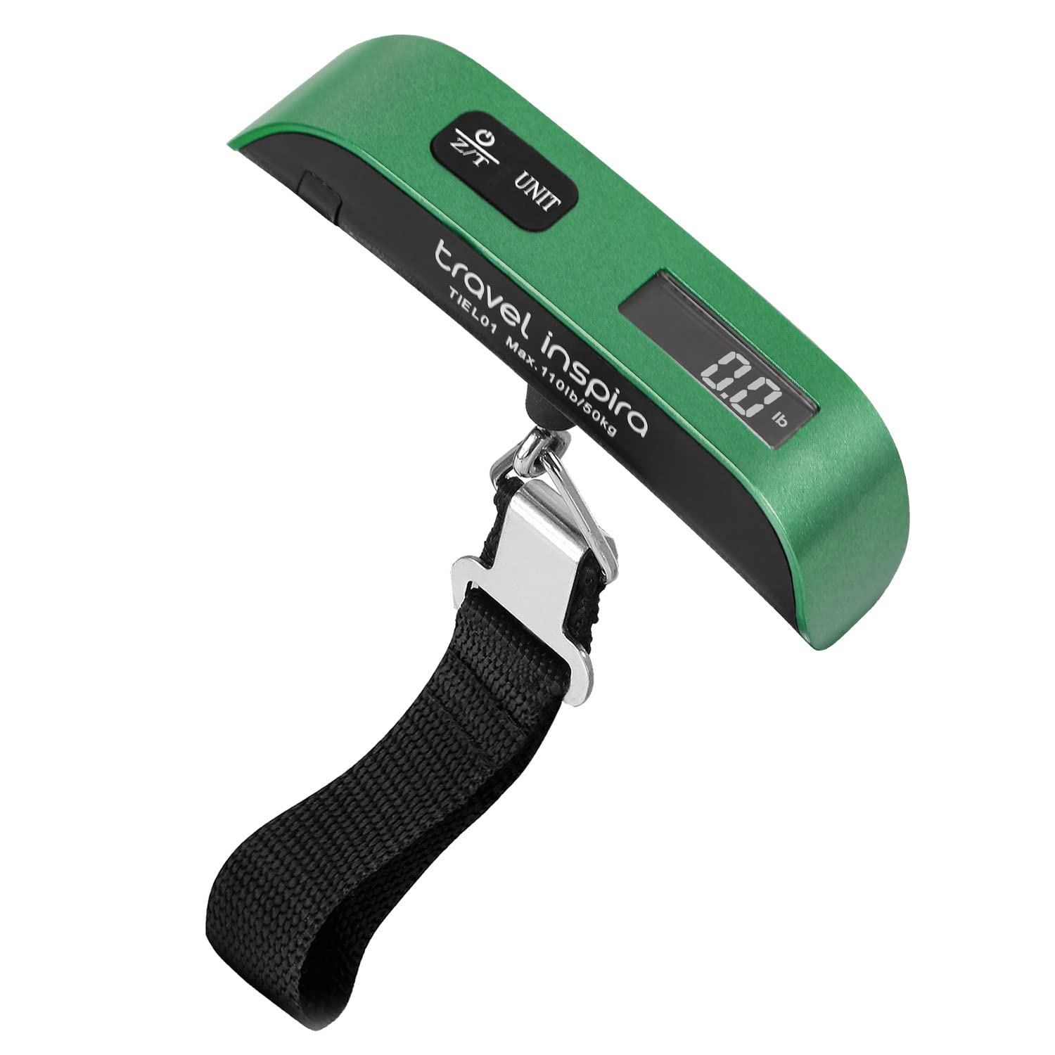 travel inspira Balança de bagagem, balança de bagagem digital portátil para viagem, balança de peso de mala com tinta de borracha, 50 kg, bateria incluída, Verde