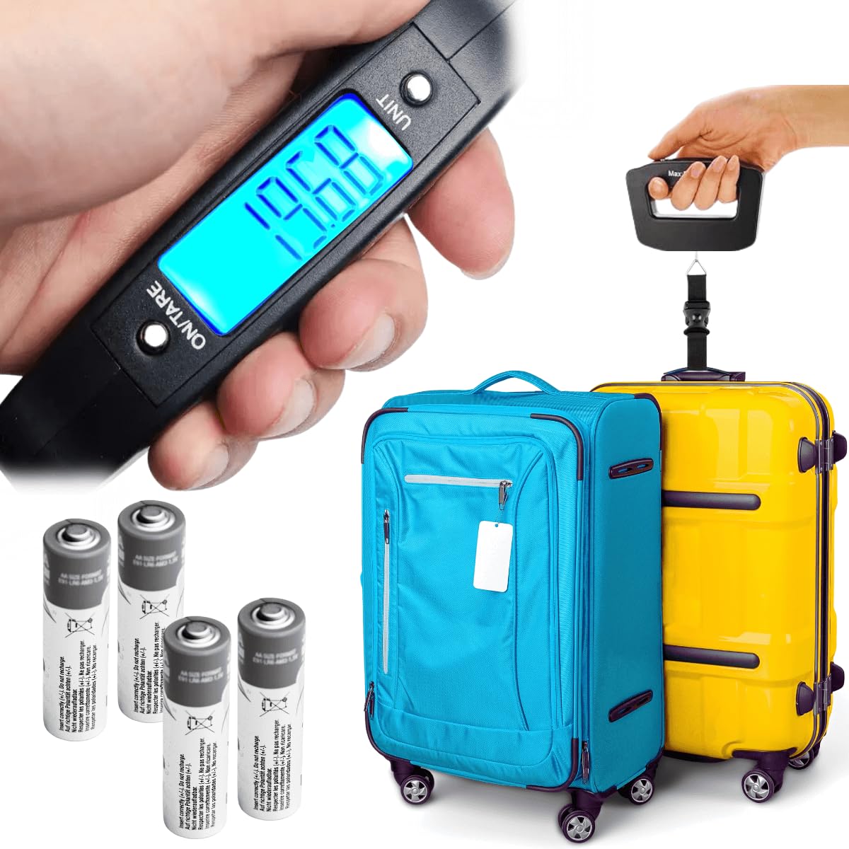 Balança De Mão Portátil Leve Com Visor Digital LED Balança Para pesagem precisa de Mala Bagagem de Aeroporto Mede 0g Até 50 Kg