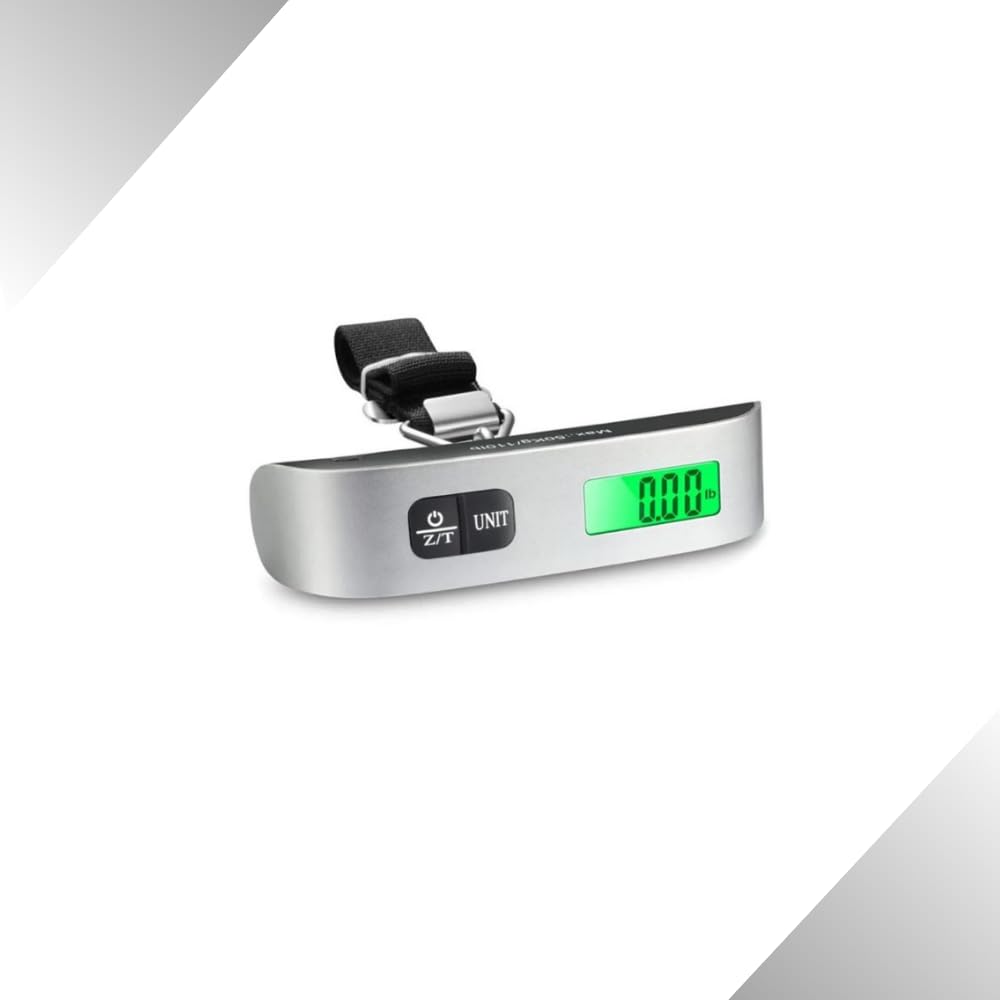 Balança de Mala Digital Portátil 50kg para Viagem – Precisão e Praticidade – Aço Inoxidável, Função Tara, Auto Desligamento – Leve e Compacta