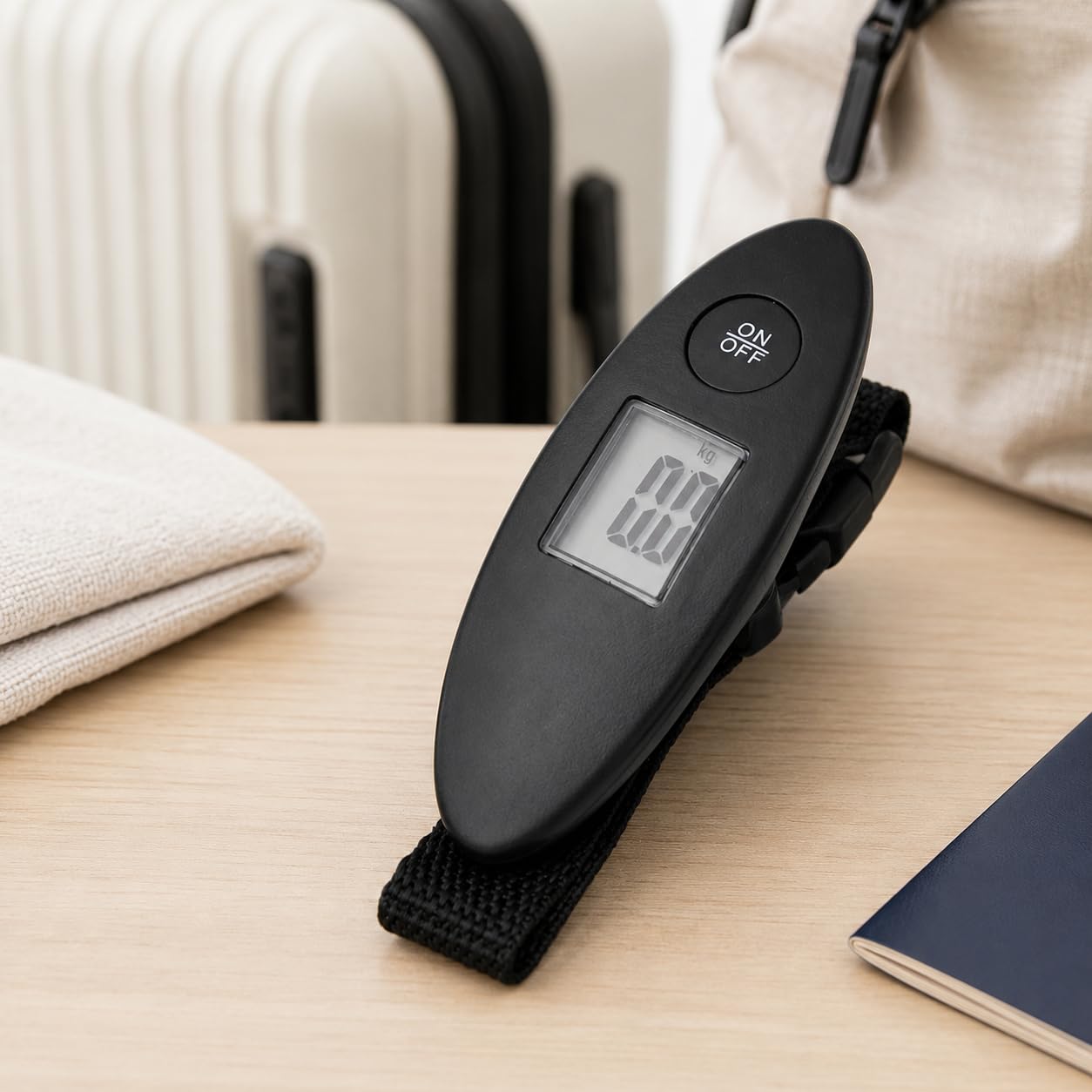 Balança de bagagem digital precisa de 40 kg - Balança de viagem portátil compacta com visor LCD, peso fácil de ler, design alimentado por bateria