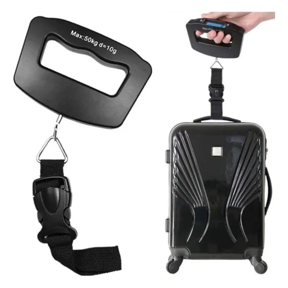 Balança de Bagagem Mala Digital para Viagem 50kg | Alça Nylon
