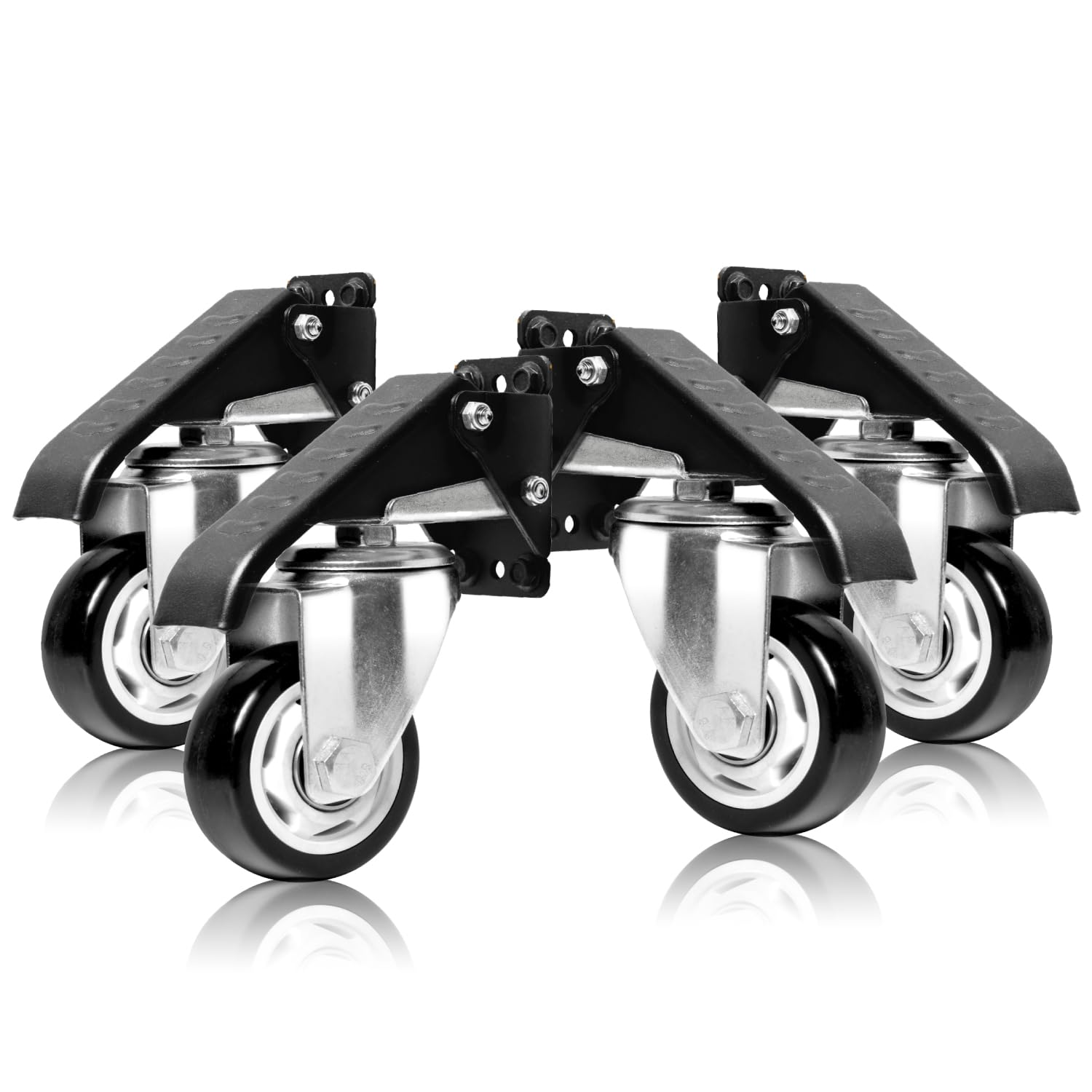 POWERTEC Kit de rodízios de bancada de trabalho conjunto de 4 com opções de montagem lateral e cargas de 181 kg, rodas retráteis de 6 cm para bancadas de trabalho, mesas, suportes e equipamentos