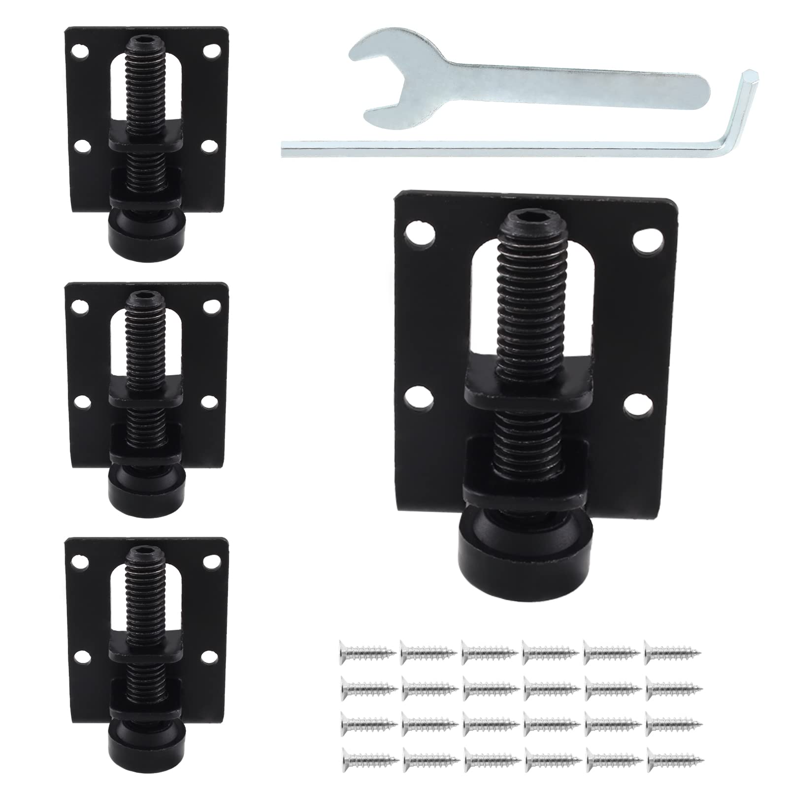 Bonsicoky 4 peças de pés niveladores resistentes, nivelador de perna de móveis de 2,5 cm de altura ajustável para mesa, armários, bancada de trabalho (preto)